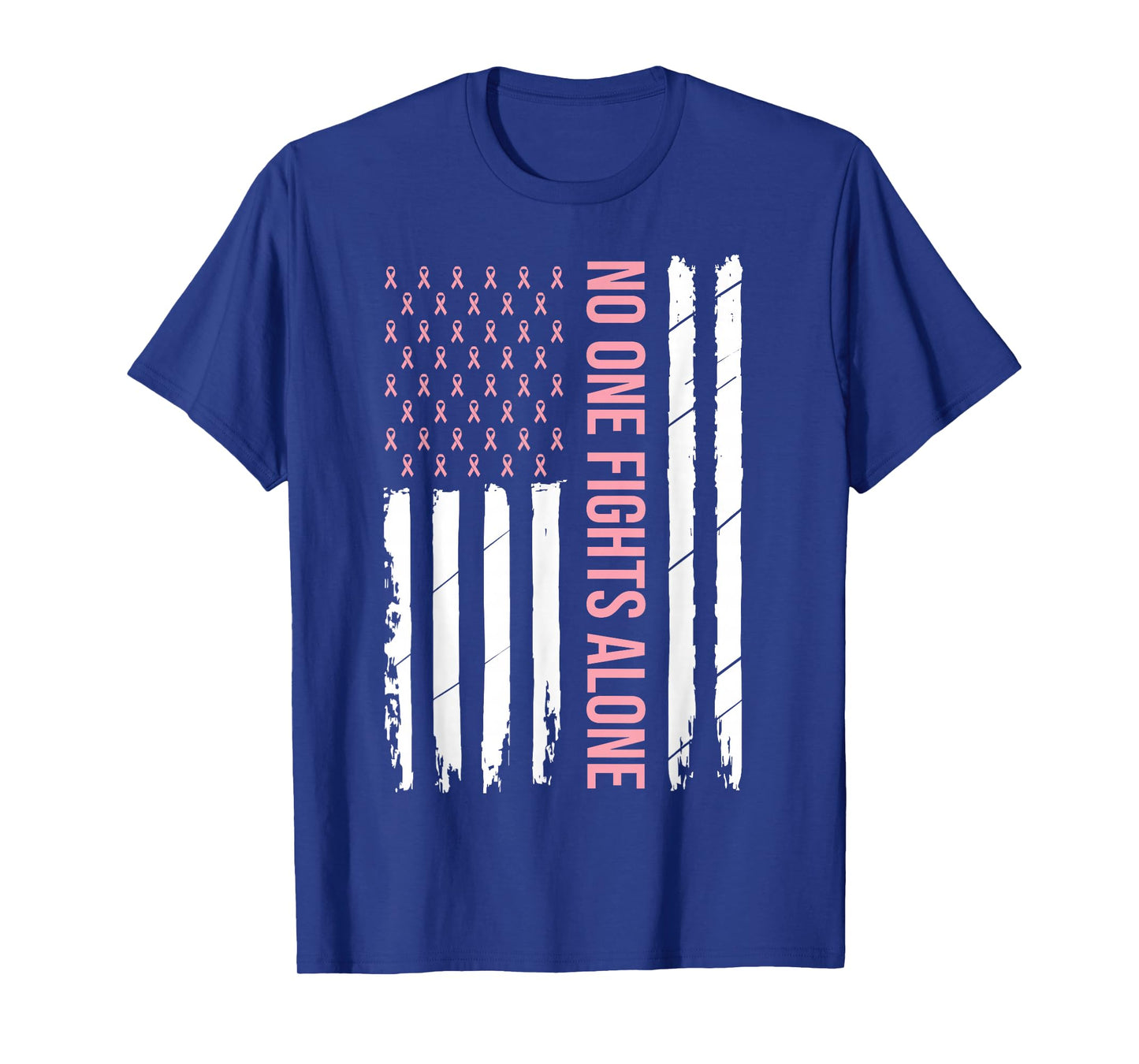 Breast Cancer Awareness Pink Ribbon USA American Flag Men T-Shirt