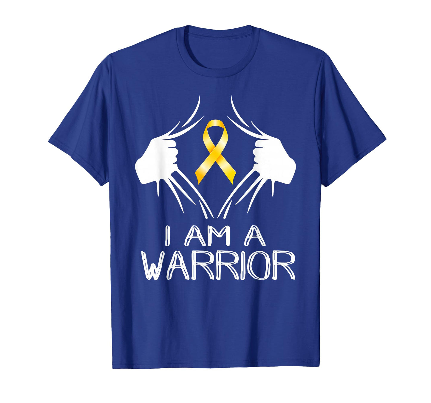 I Am A Warrior Childhood Cancer Awareness Gold Ribbon Gifts T-Shirt