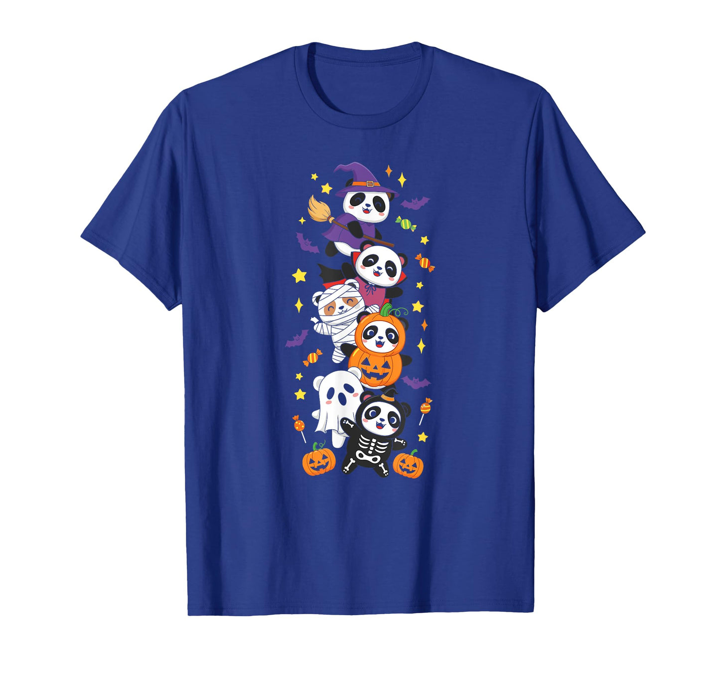 Funny Panda Witch Vampire Ghost Halloween Kids Mens Womens T-Shirt