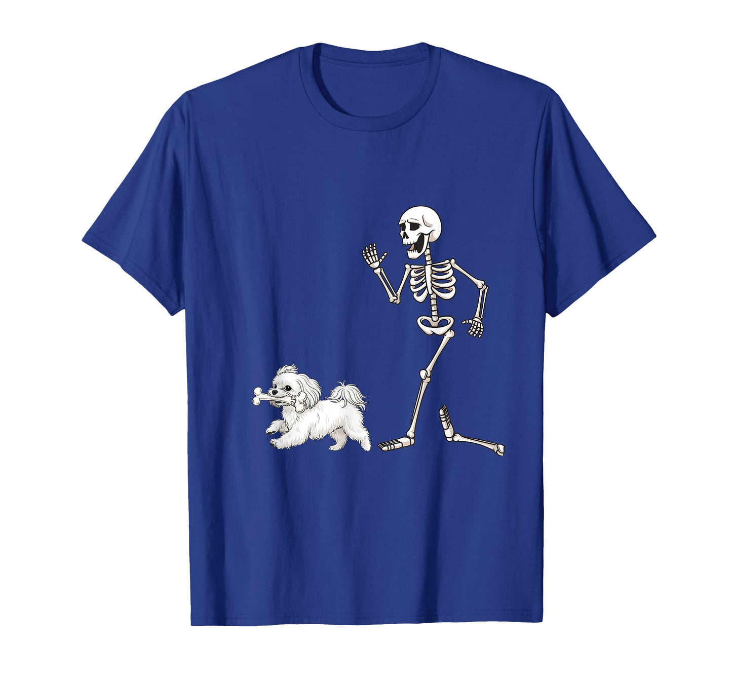 Funny Halloween Maltese and Skeleton T-Shirt