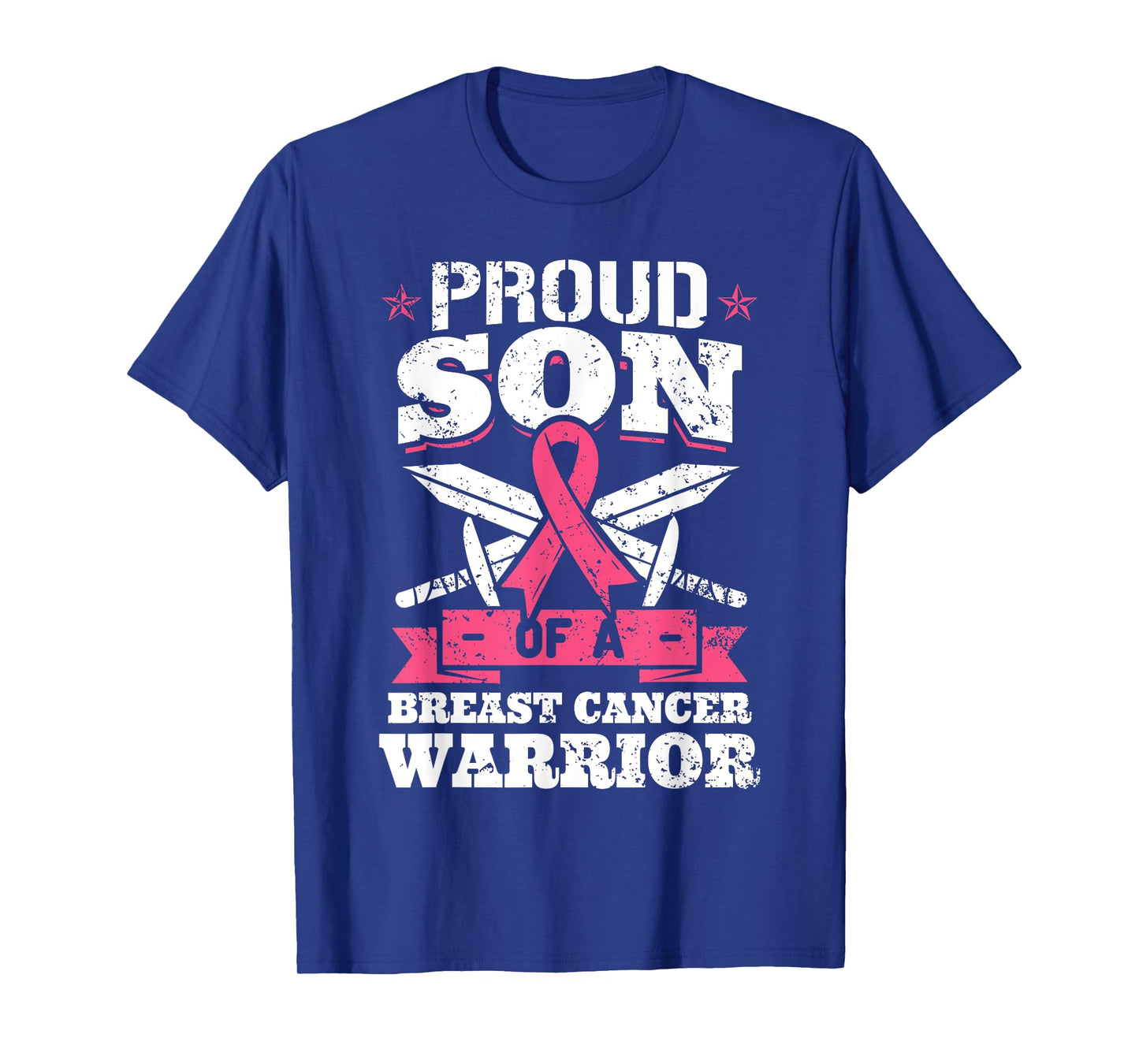 Proud Son Of Breast Cancer Warrior Pink Awareness Ribbon T-Shirt