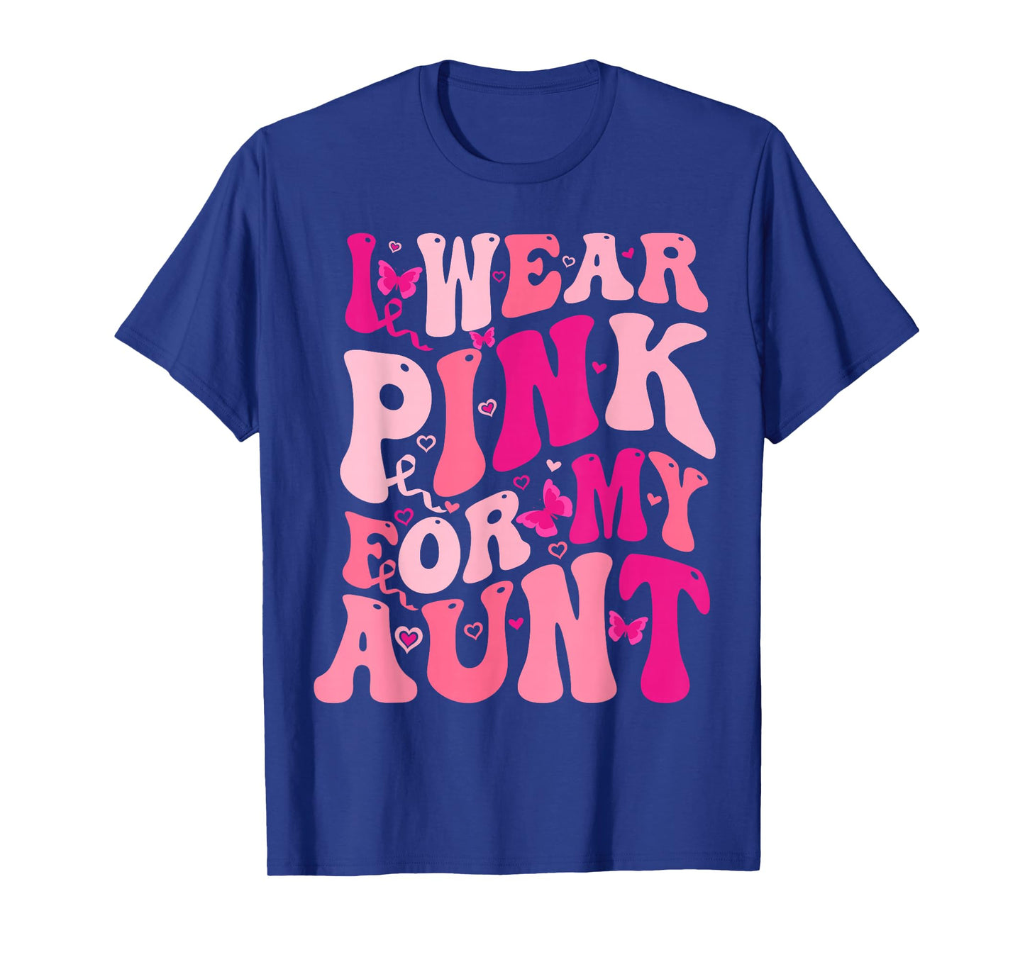 I Wear Pink For My Aunt Groovy Breast Cancer Awareness T-Shirt