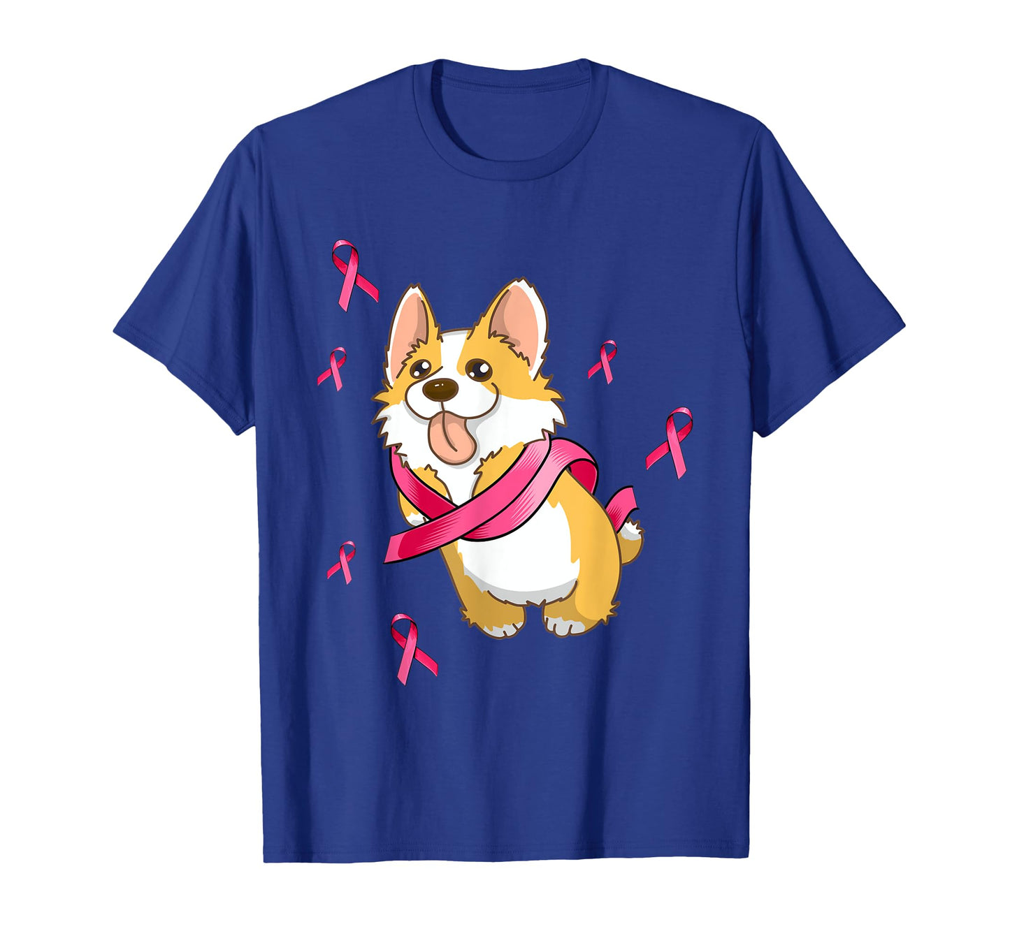 Cute Corgi Dog Breast Cancer Awareness Pink Ribbon Men Women T-Shirt