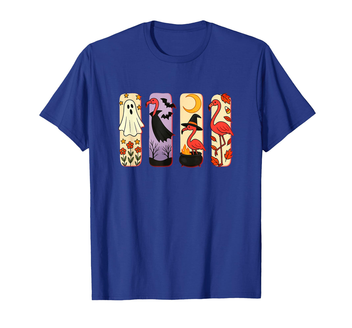 Halloween Collection Flamingos Cosplay Witch Carved Pumpkin T-Shirt