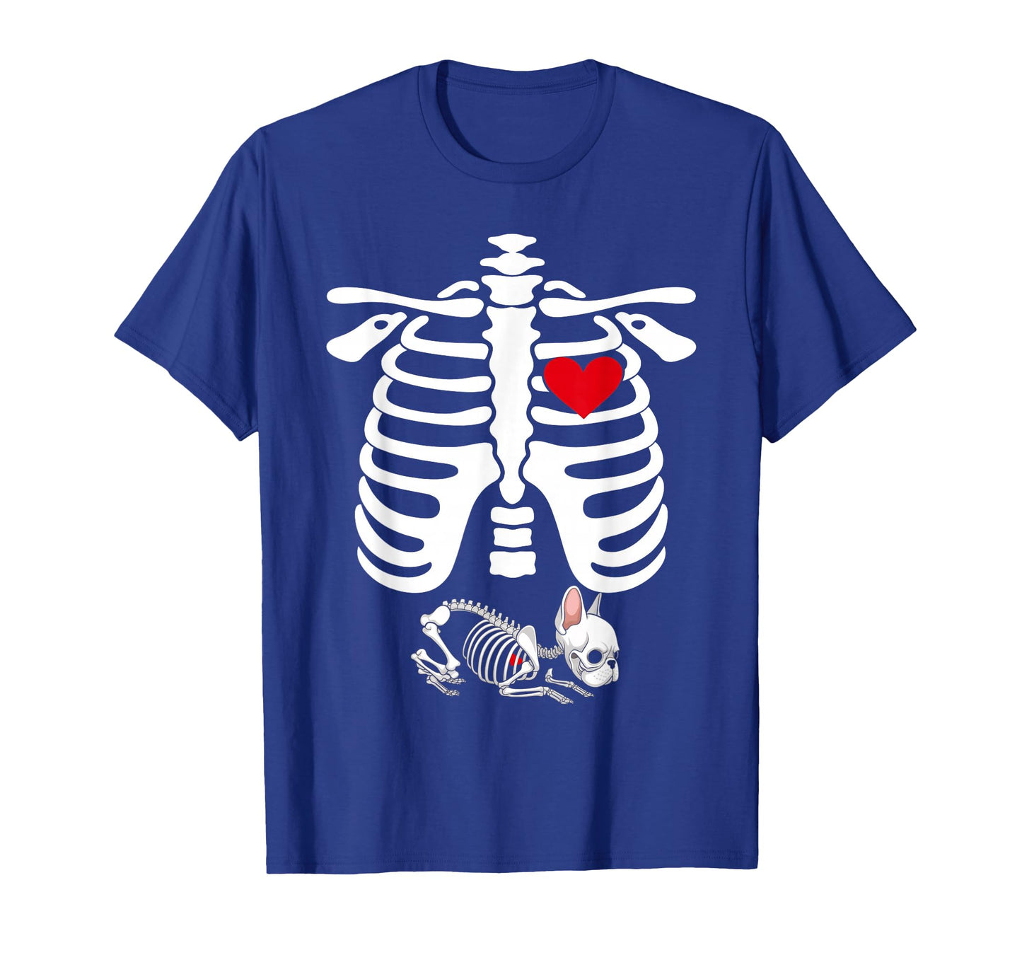 Skeleton Pregnancy Announcement French Bulldog Halloween T-Shirt