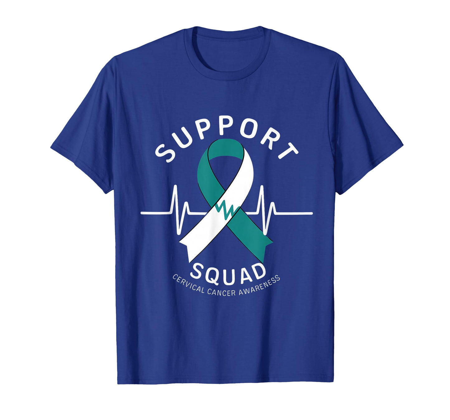 Cervical Cancer Awareness Teal Ribbon Support Squad Pulse T-Shirt