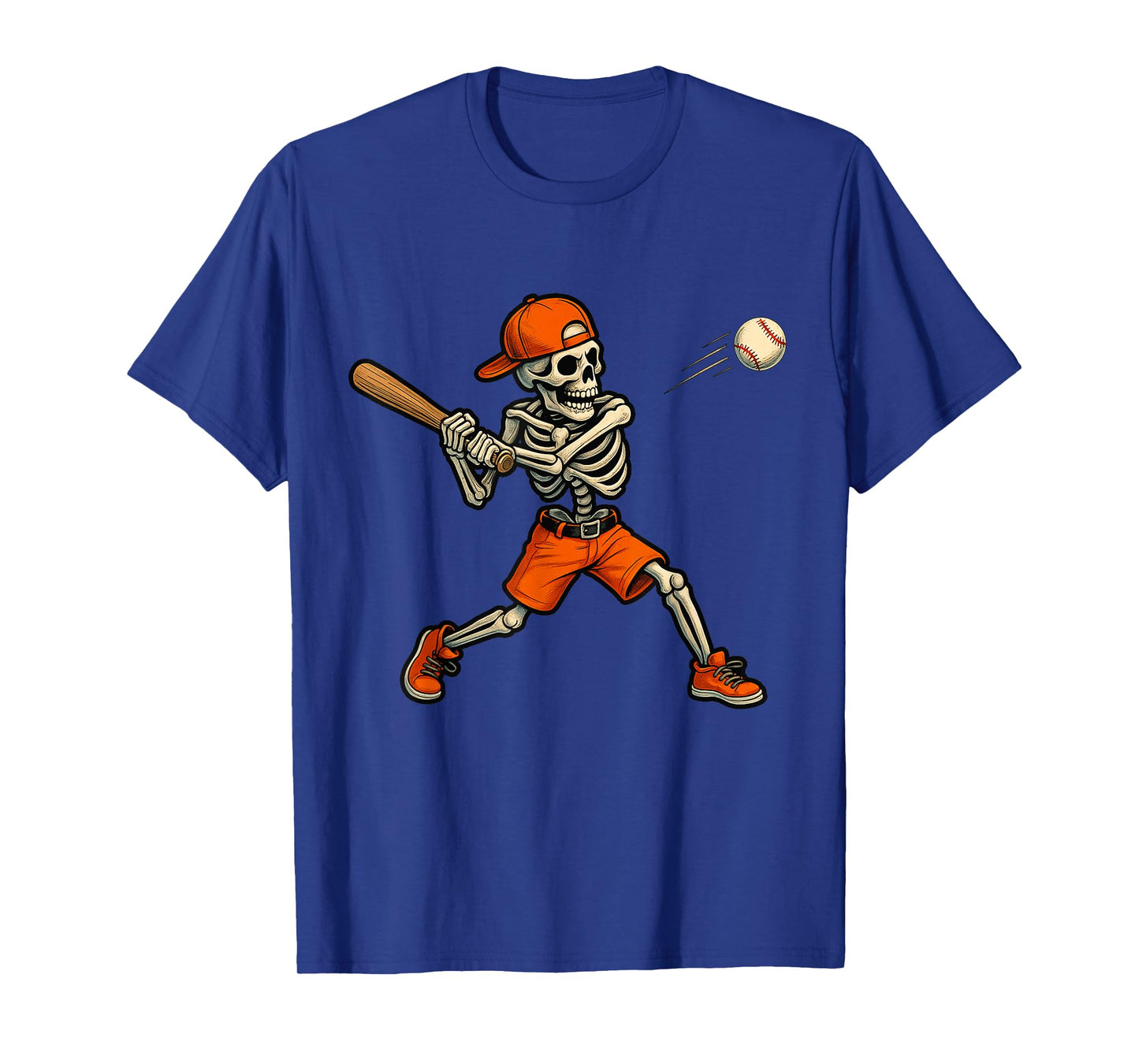 Skeleton Batting Baseball Halloween Boys Men Kids Funny T-Shirt