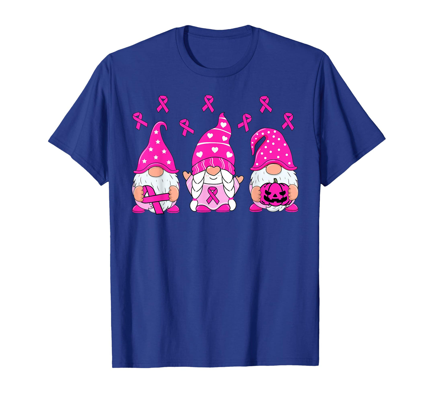 Breast Cancer Awareness Gnome Pumpkin Pink Ribbon Women Kids T-Shirt