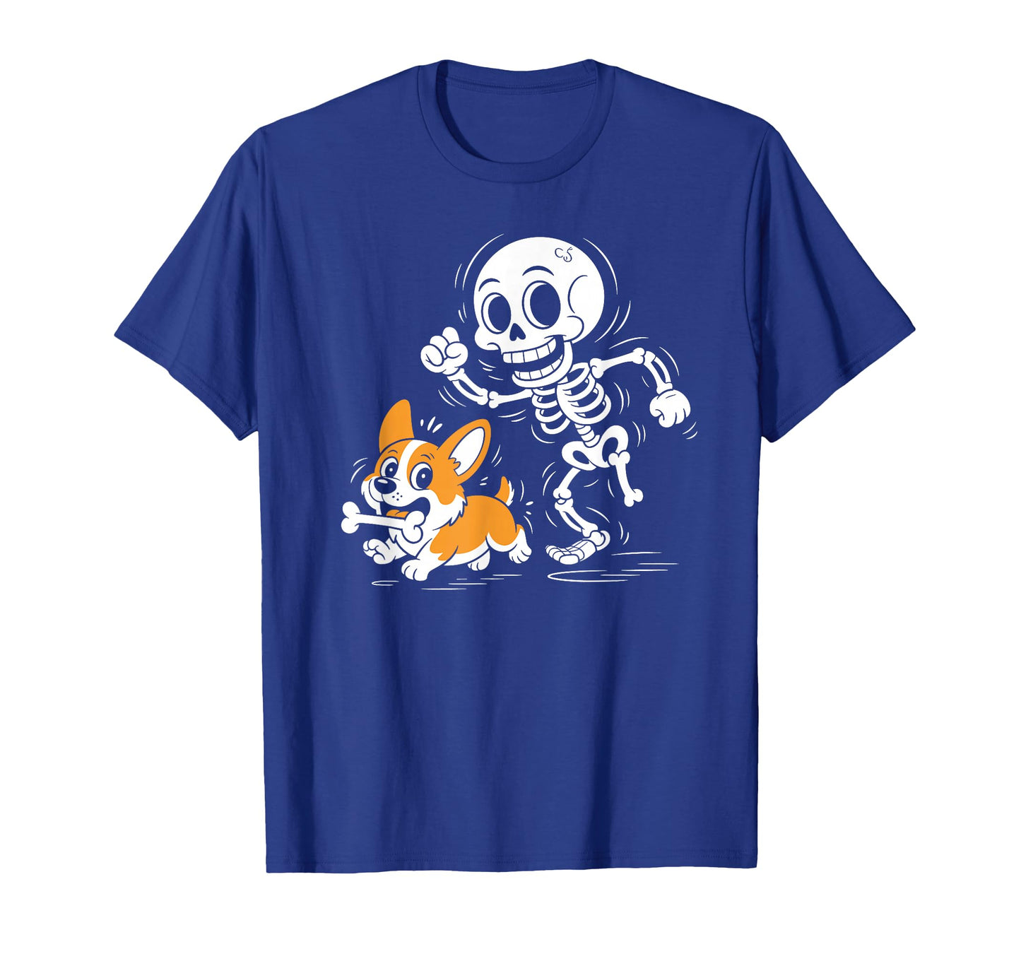 Halloween Funny Dog Lover Skeleton Chasing Corgi T-Shirt