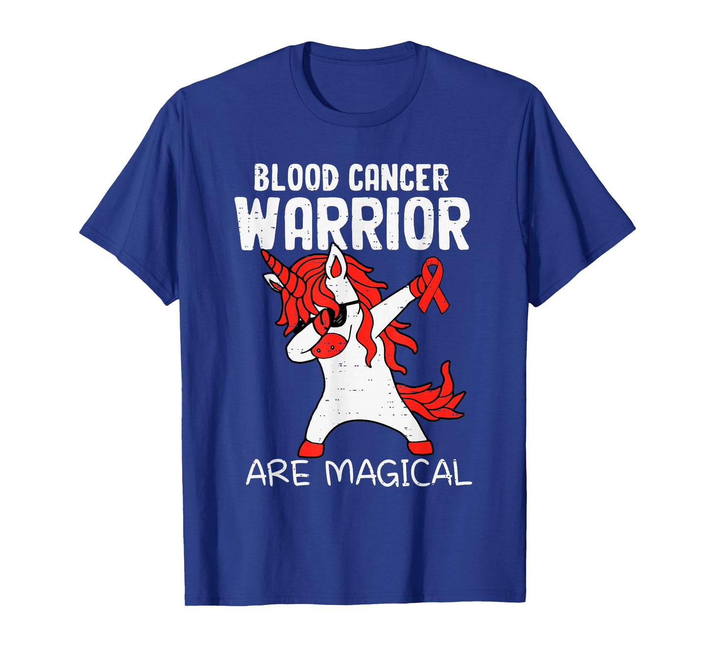 Dabbing Unicorn Blood Cancer Warrior Awareness Ribbon Red T-Shirt