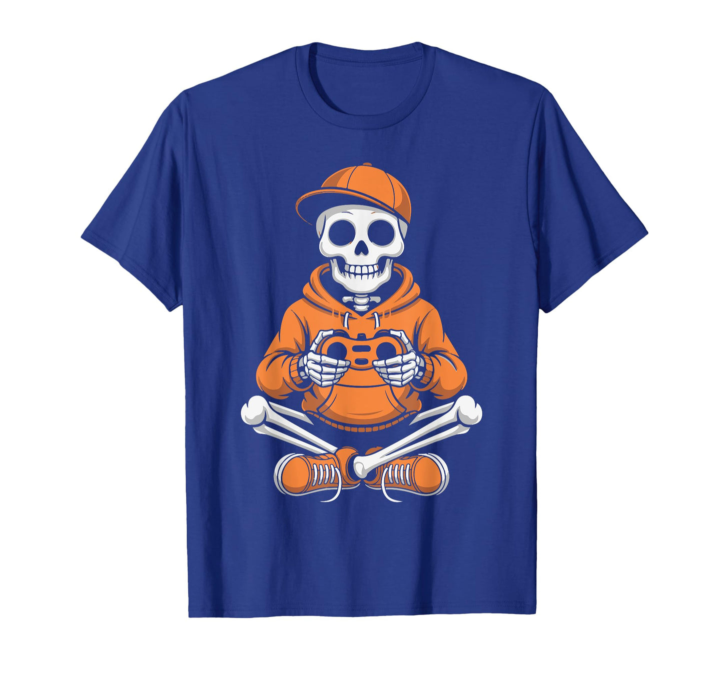 Cool Skeleton Gamer Video Gaming Night Funny Halloween Play T-Shirt