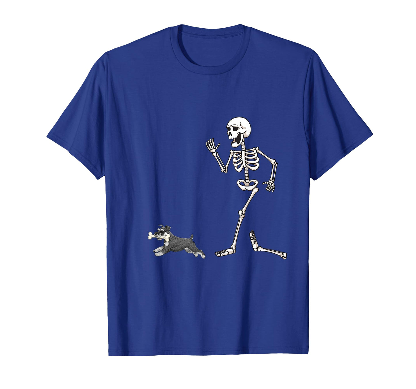 Funny Halloween Miniature Schnauzer and Skeleton T-Shirt