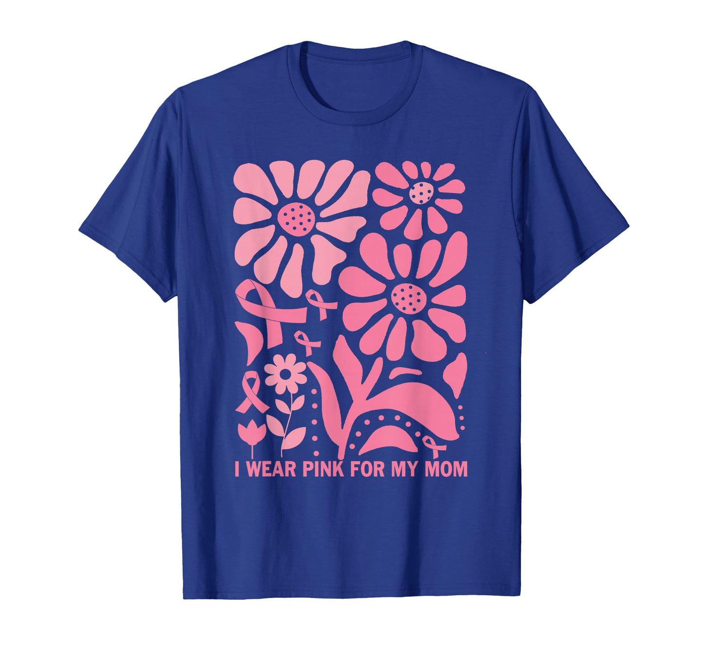 Retro Groovy Breast Cancer I Wear Pink for My Mom Women Girl T-Shirt