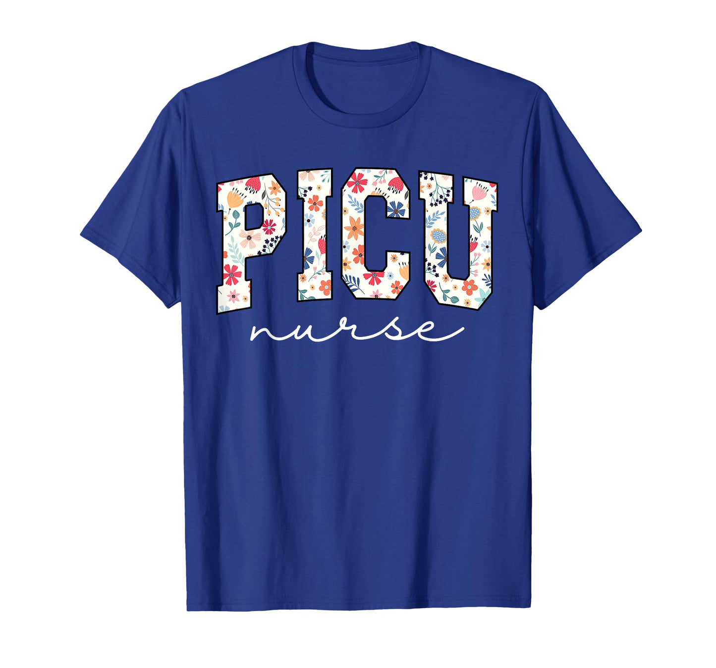 Retro Floral PICU Nurse Flower Pediatric ICU Nurse RN Nurse T-Shirt