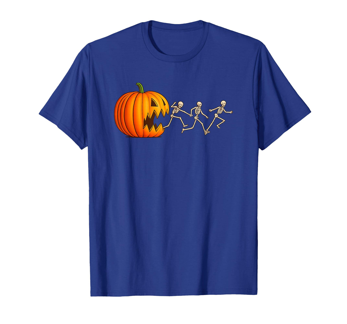Halloween Pumpkin Skeleton Running Art Spooky Creepy Cute T-Shirt