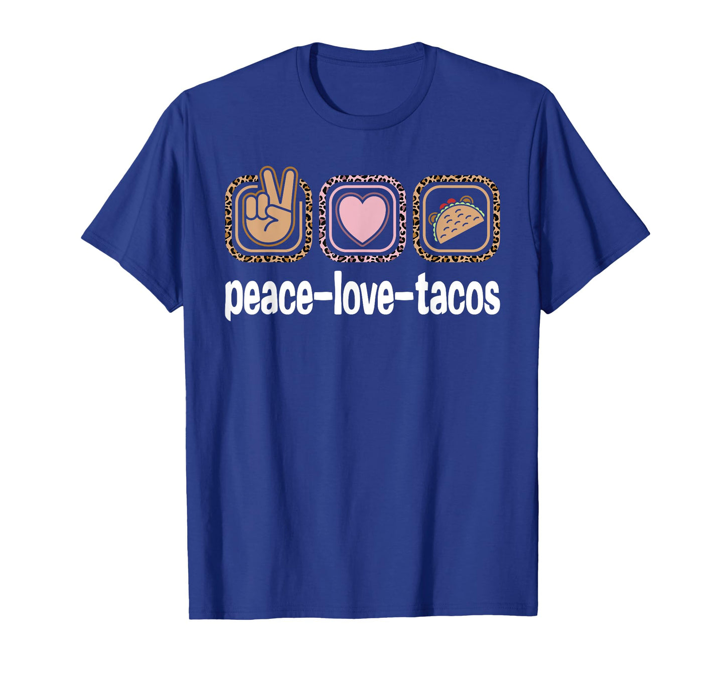 Taco Lover Leopard Print Women Girls Kids Peace Love Tacos T-Shirt