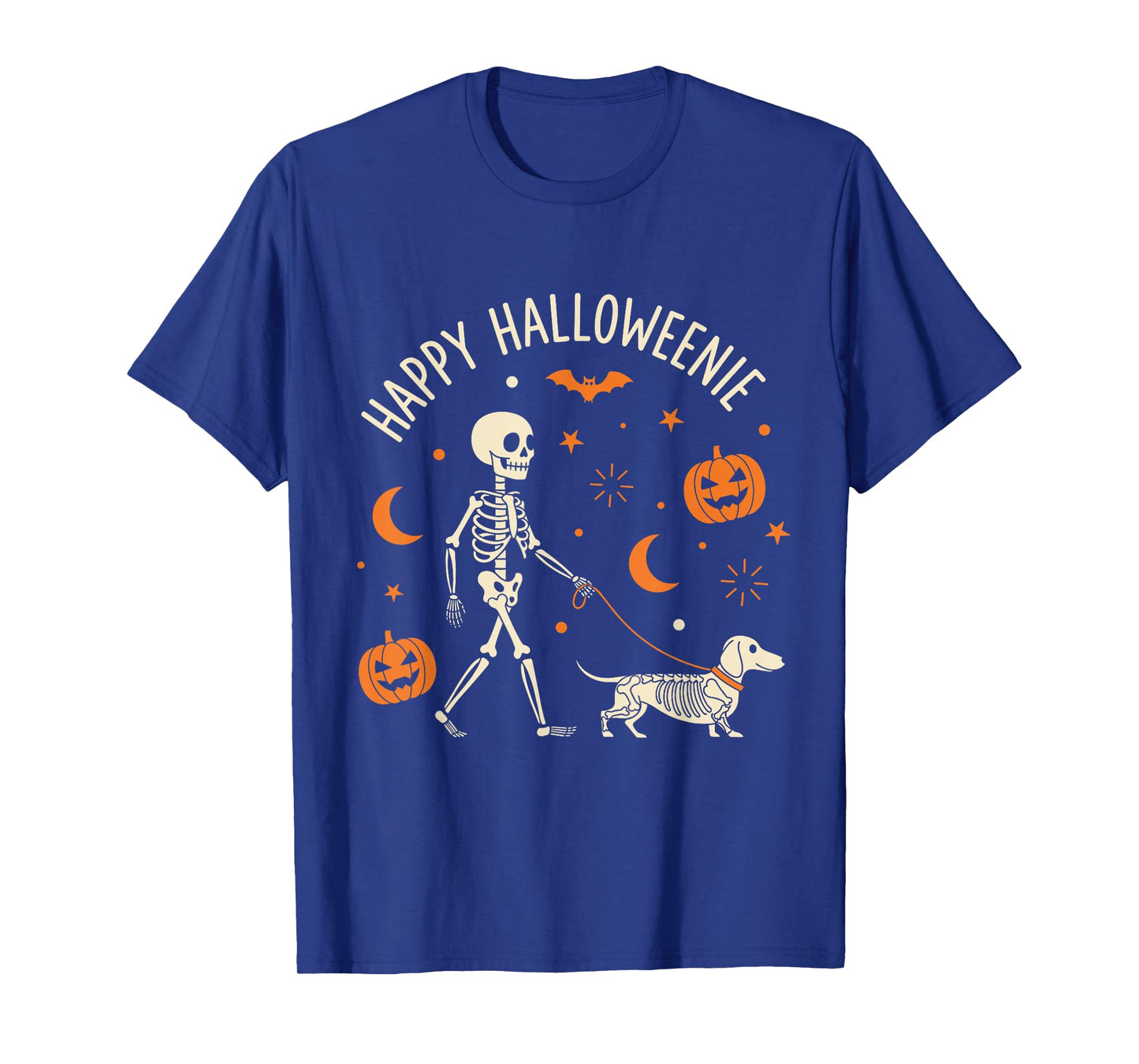 Happy Halloweenie Funny Halloween Skeleton Dachshund Dog T-Shirt