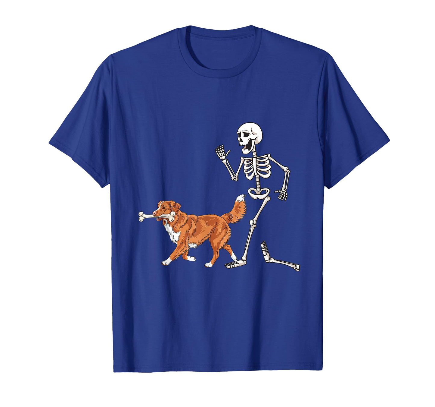 Funny Halloween Nova Scotia Retriever and Skeleton T-Shirt
