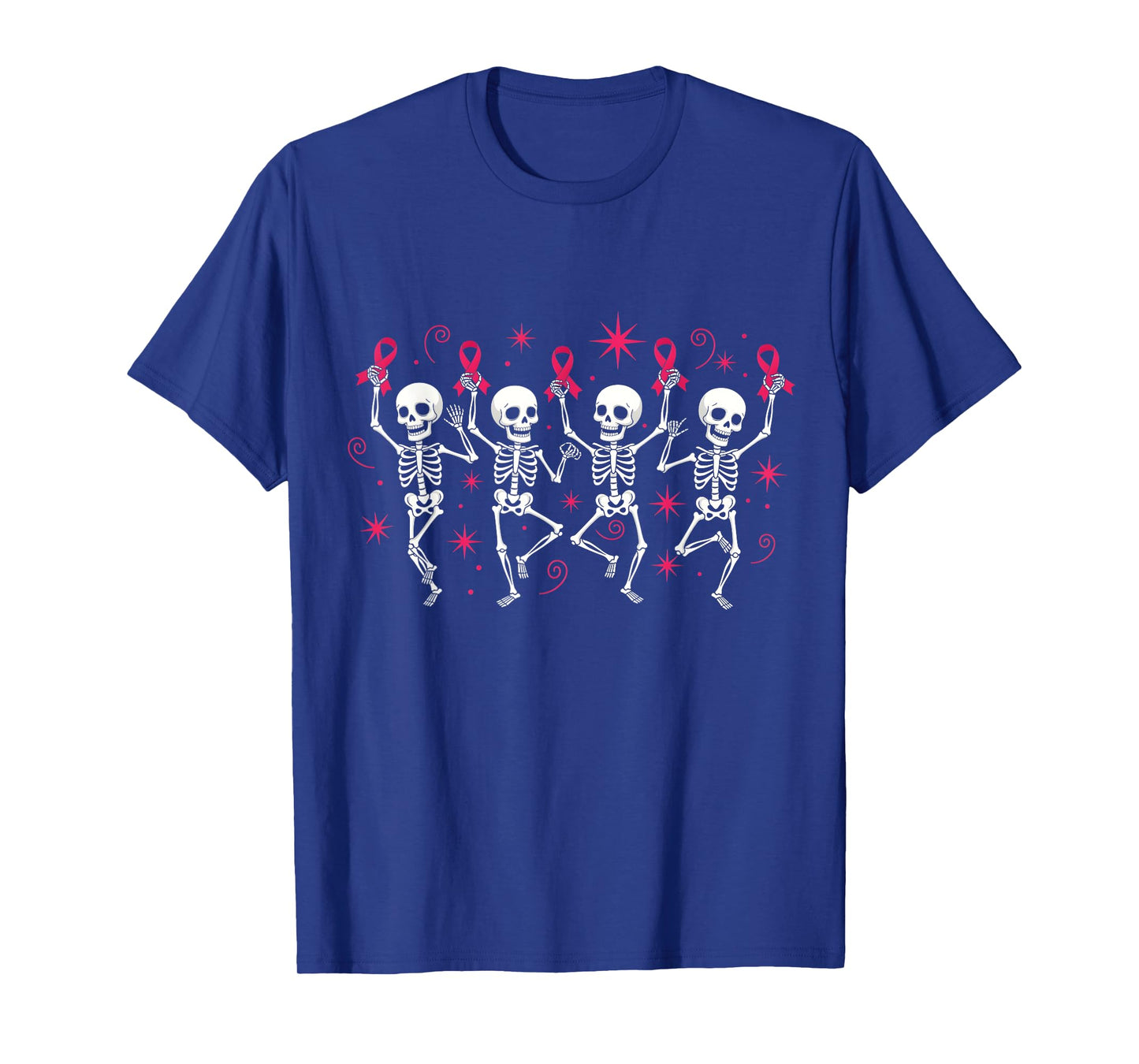 Pink Ribbon Breast Cancer Awareness Skeleton Women Men Kids T-Shirt