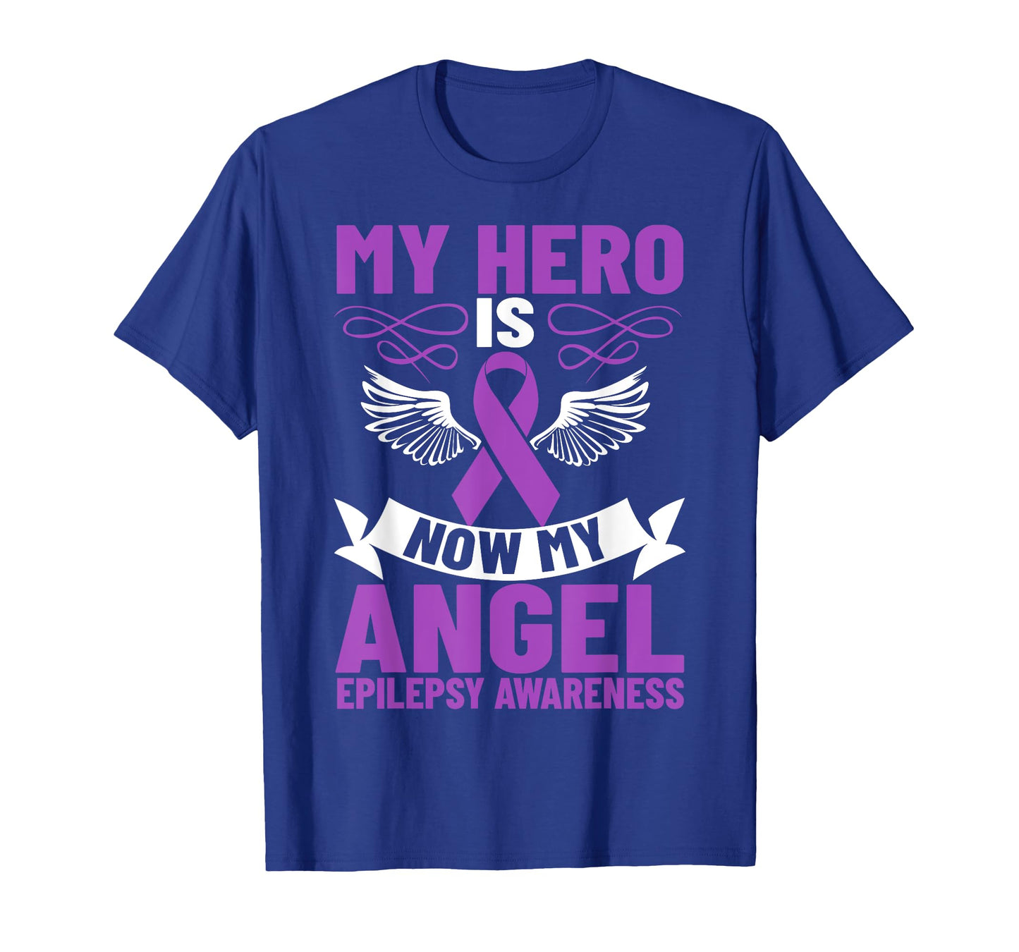 Epilepsy Ribbon My Hero is Now My Angel Epilepsy Awareness T-Shirt