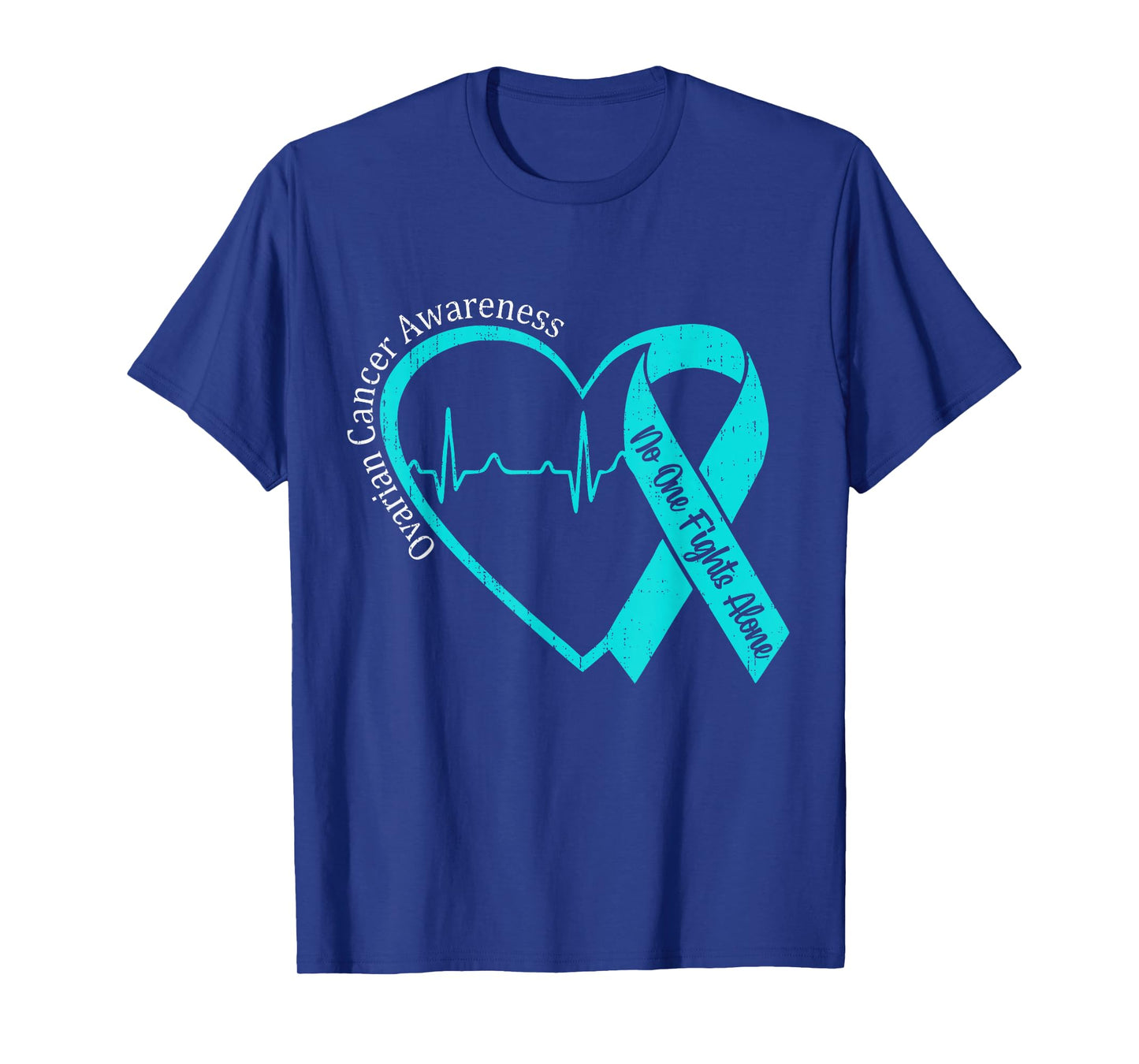 Ovarian Cancer Awareness Heart Ribbon Teal Support Adult Kid T-Shirt