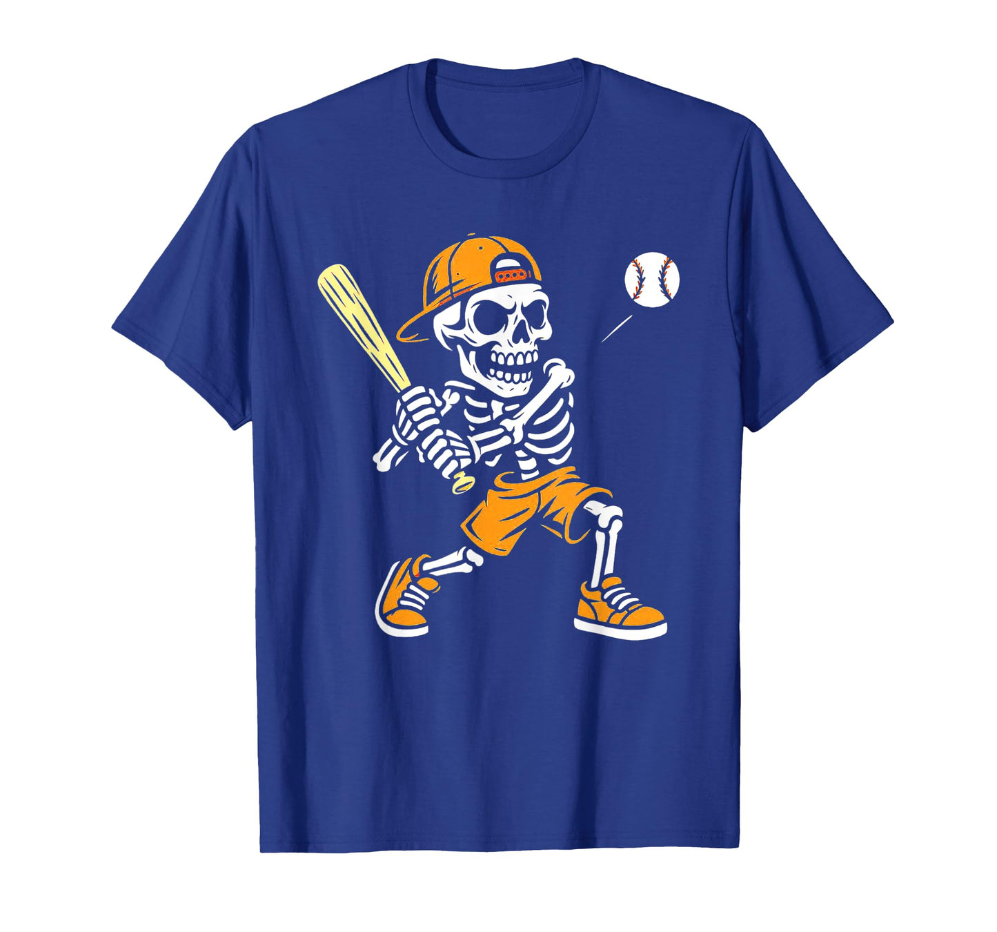 Funny Skeleton Batting Baseball Halloween Boys Men Kids Tees T-Shirt