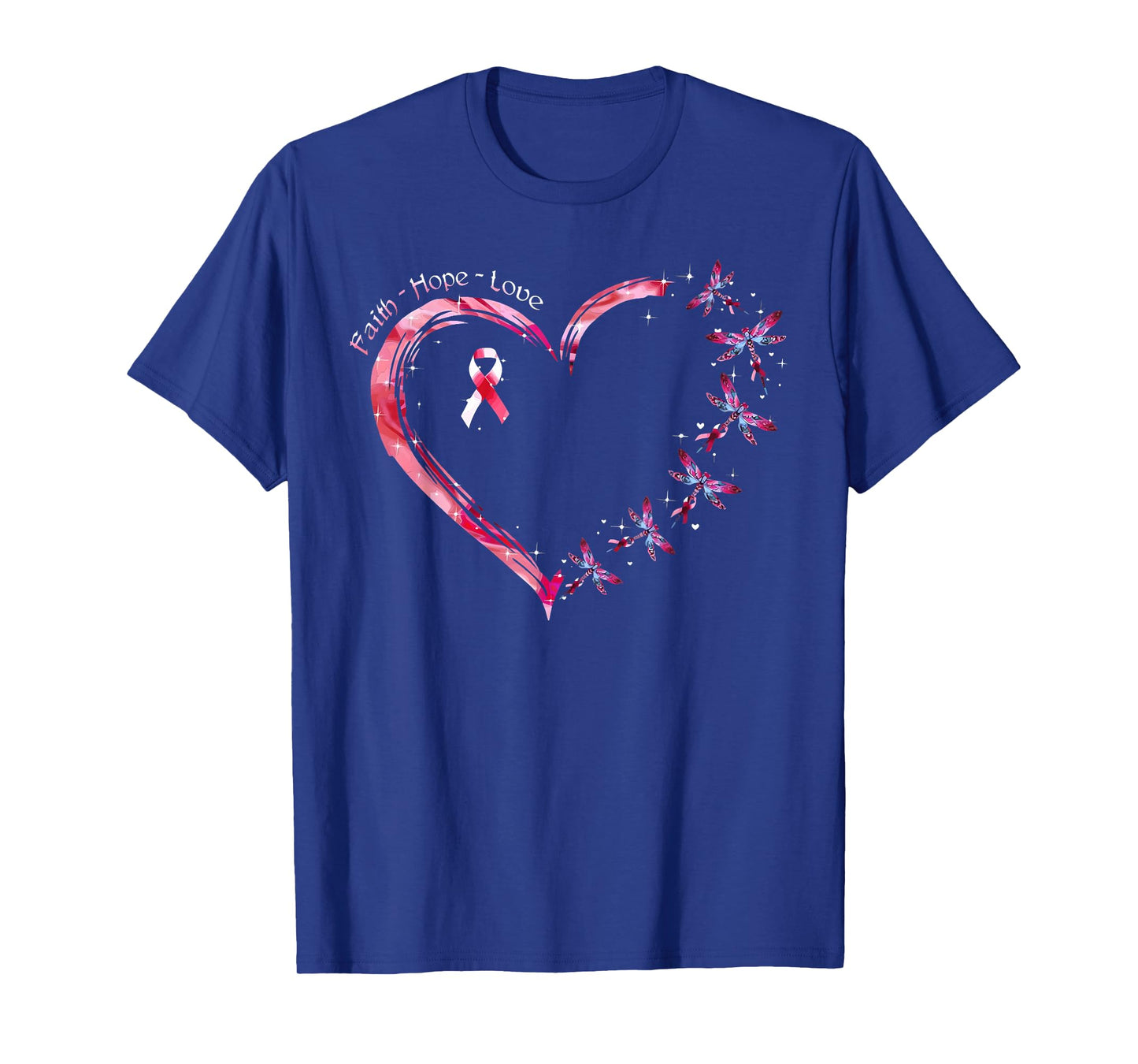 Breast Cancer Heart Dragonflies Awareness Women Kids Men T-Shirt