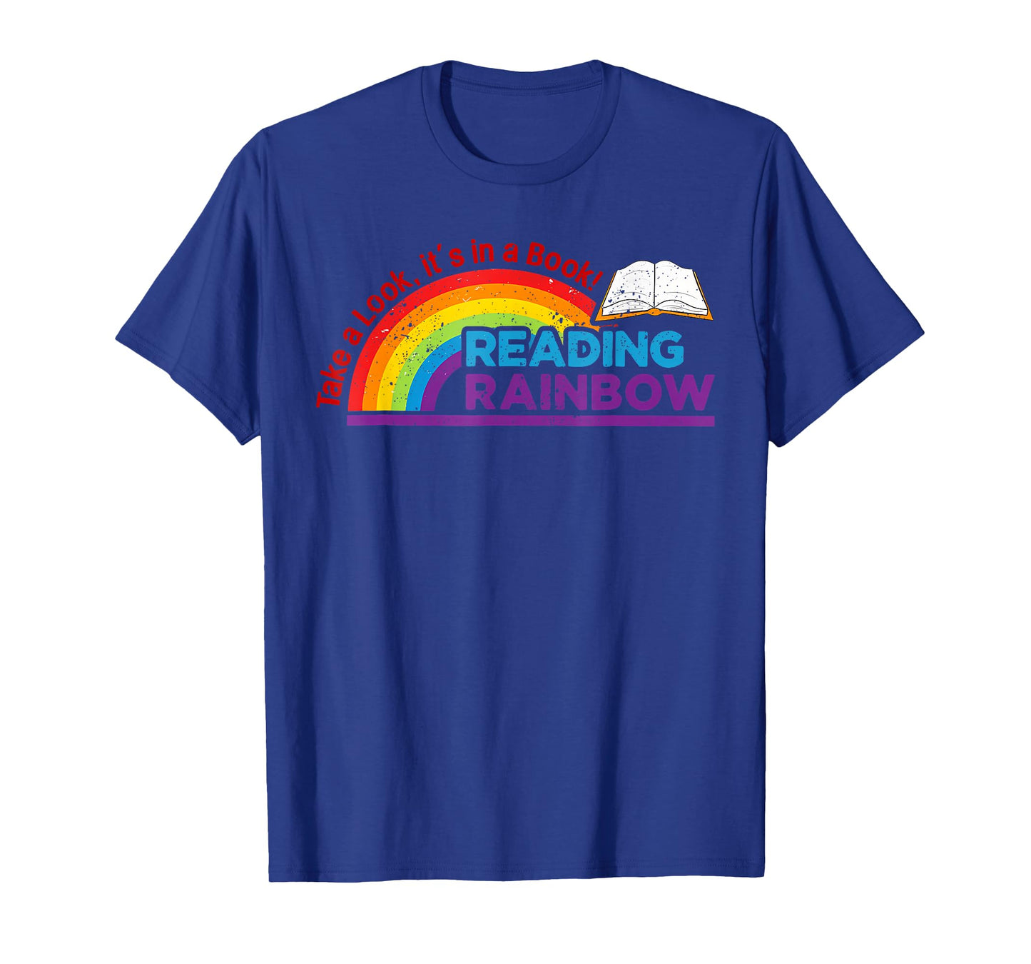 Take A Look it's In A Book Reading Book Vintage Rainbow T-Shirt