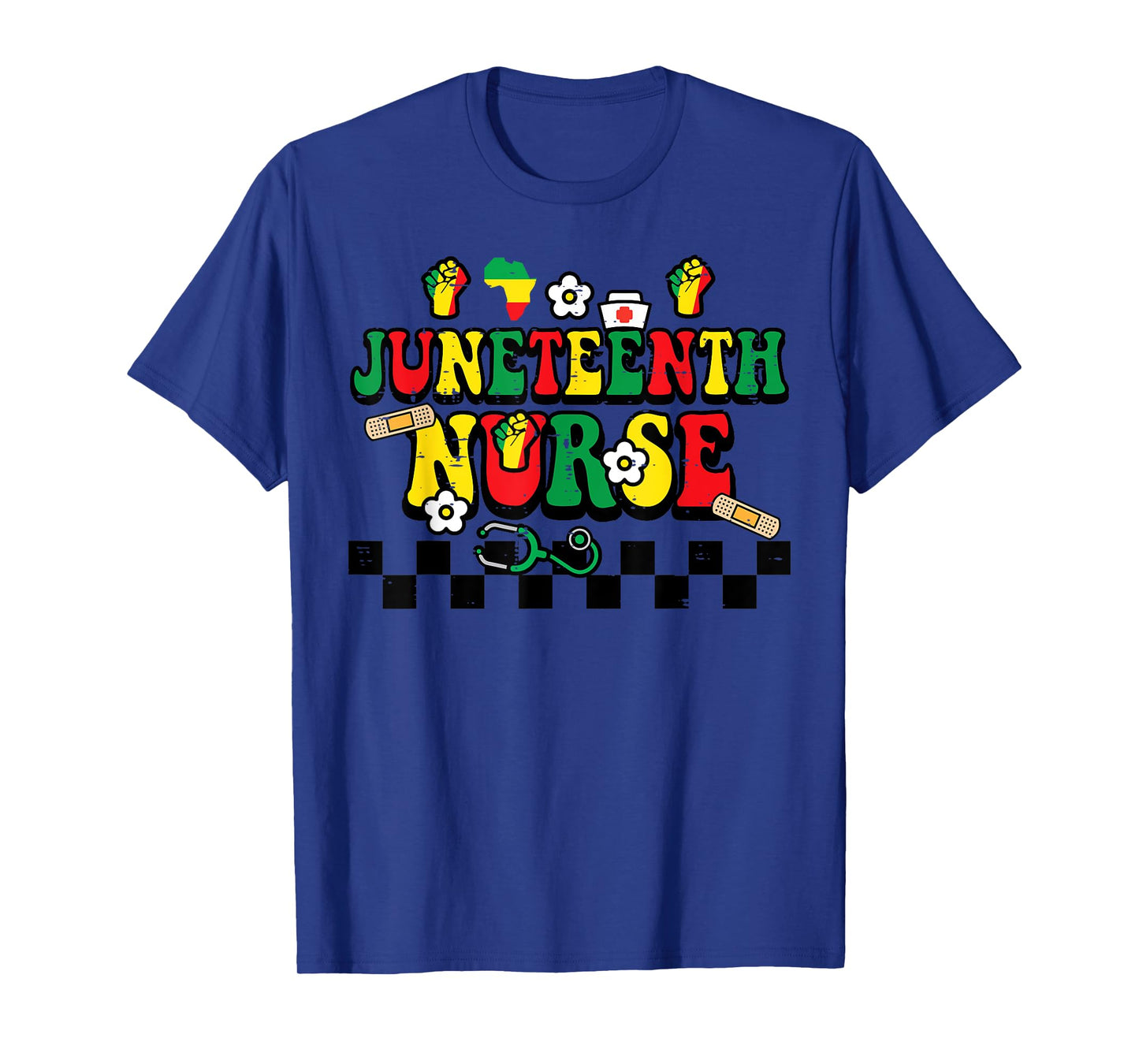 Juneteenth Black Nurse Retro 1865 Groovy Scrub Top Men Women T-Shirt