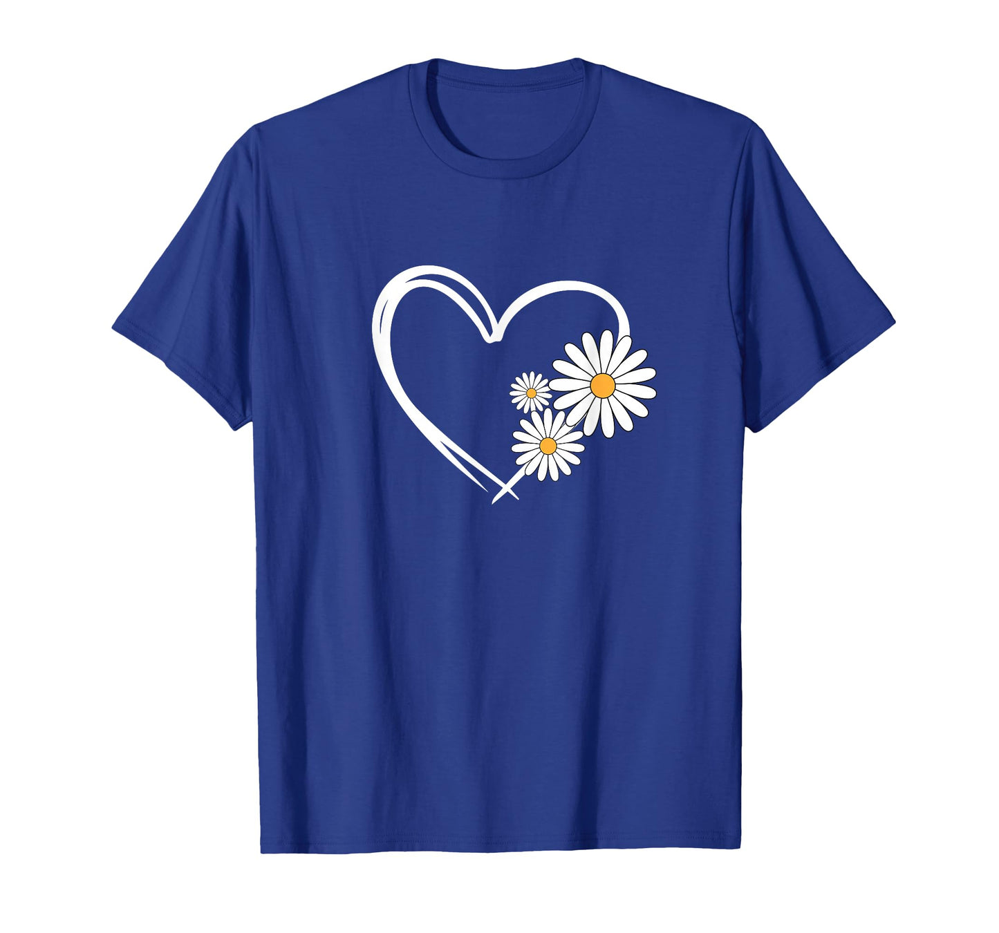 Heart With Daisy Flowers, Daisies With Heart Outline T-Shirt