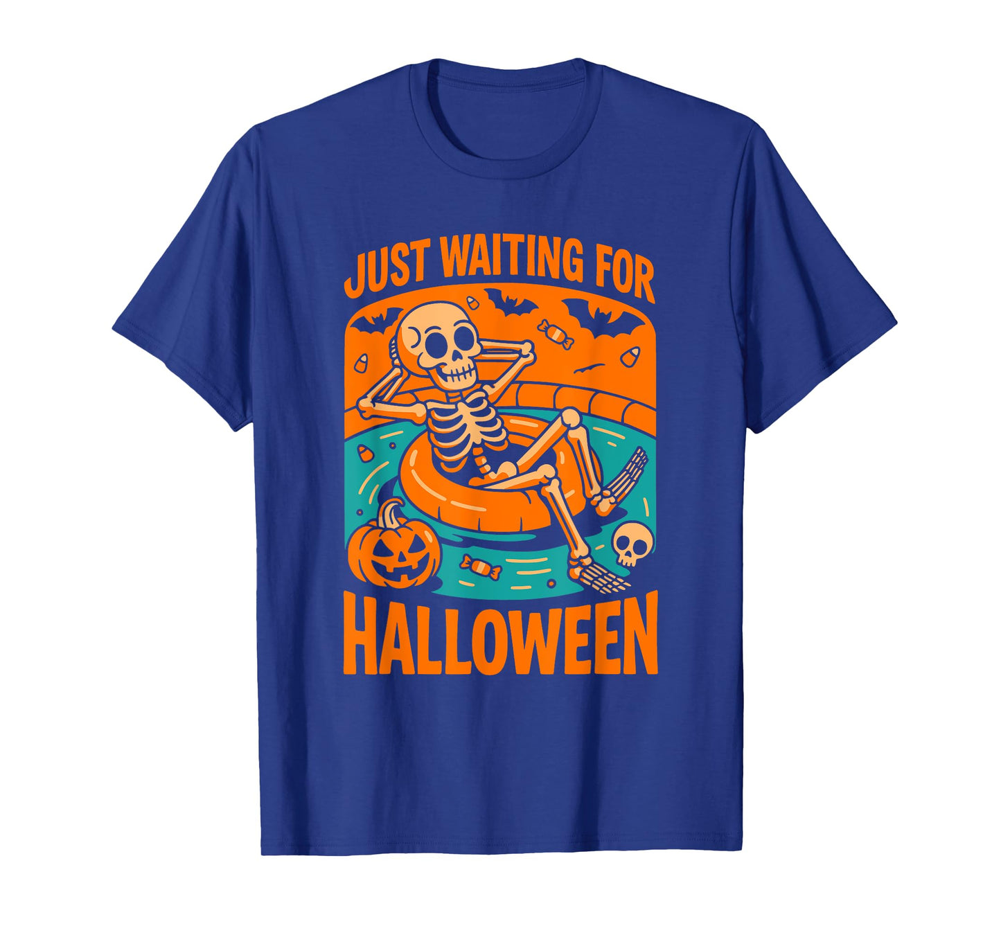 Just Waiting for Halloween Spooky Summer Skeleton T-Shirt