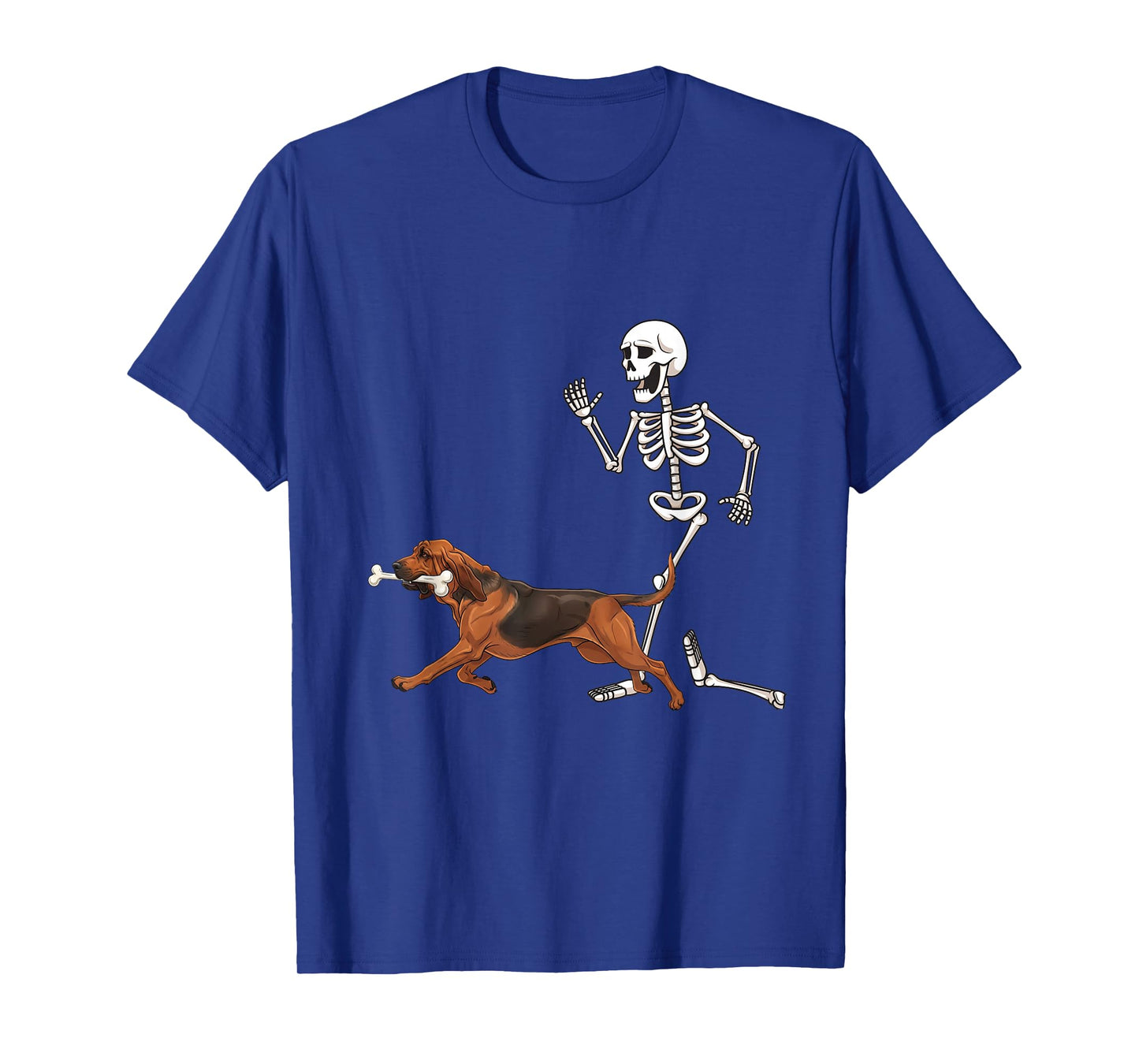 Funny Halloween Bloodhound and Skeleton T-Shirt