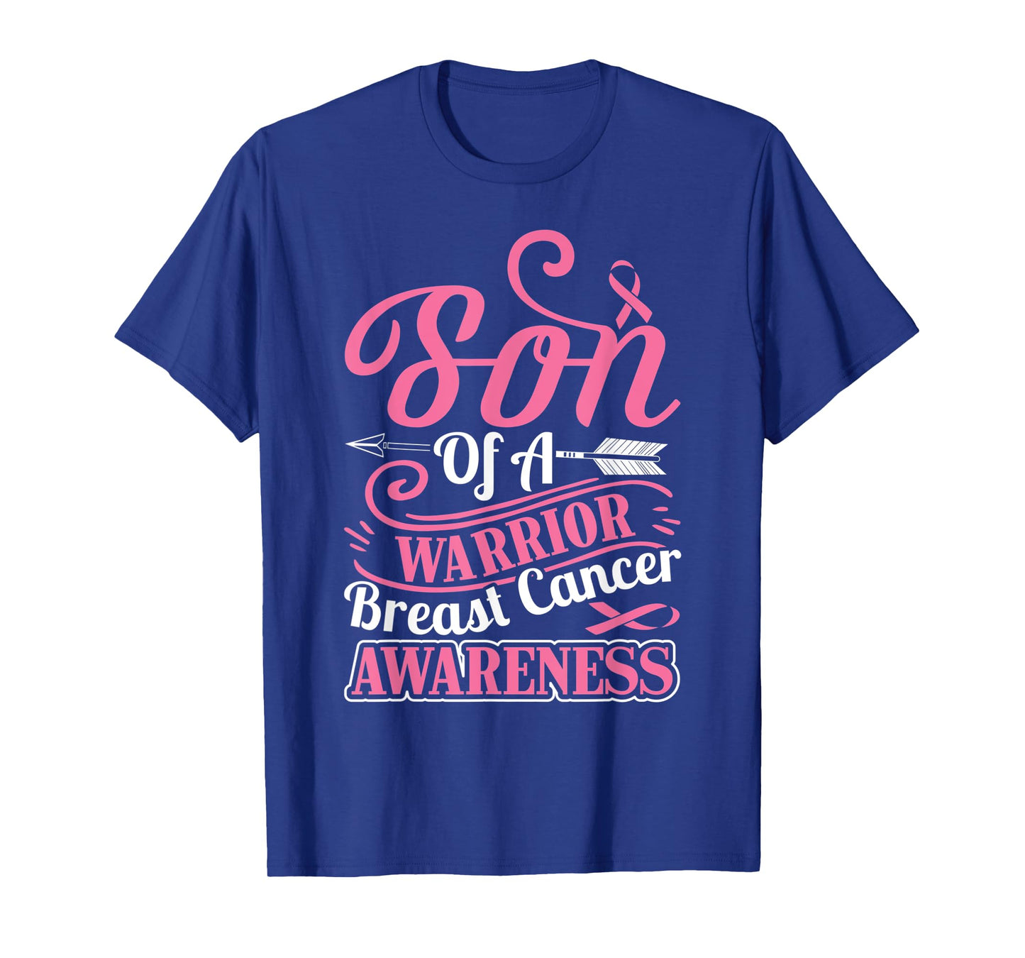 pink ribbon breast cancer awareness Son of warrior boys men T-Shirt