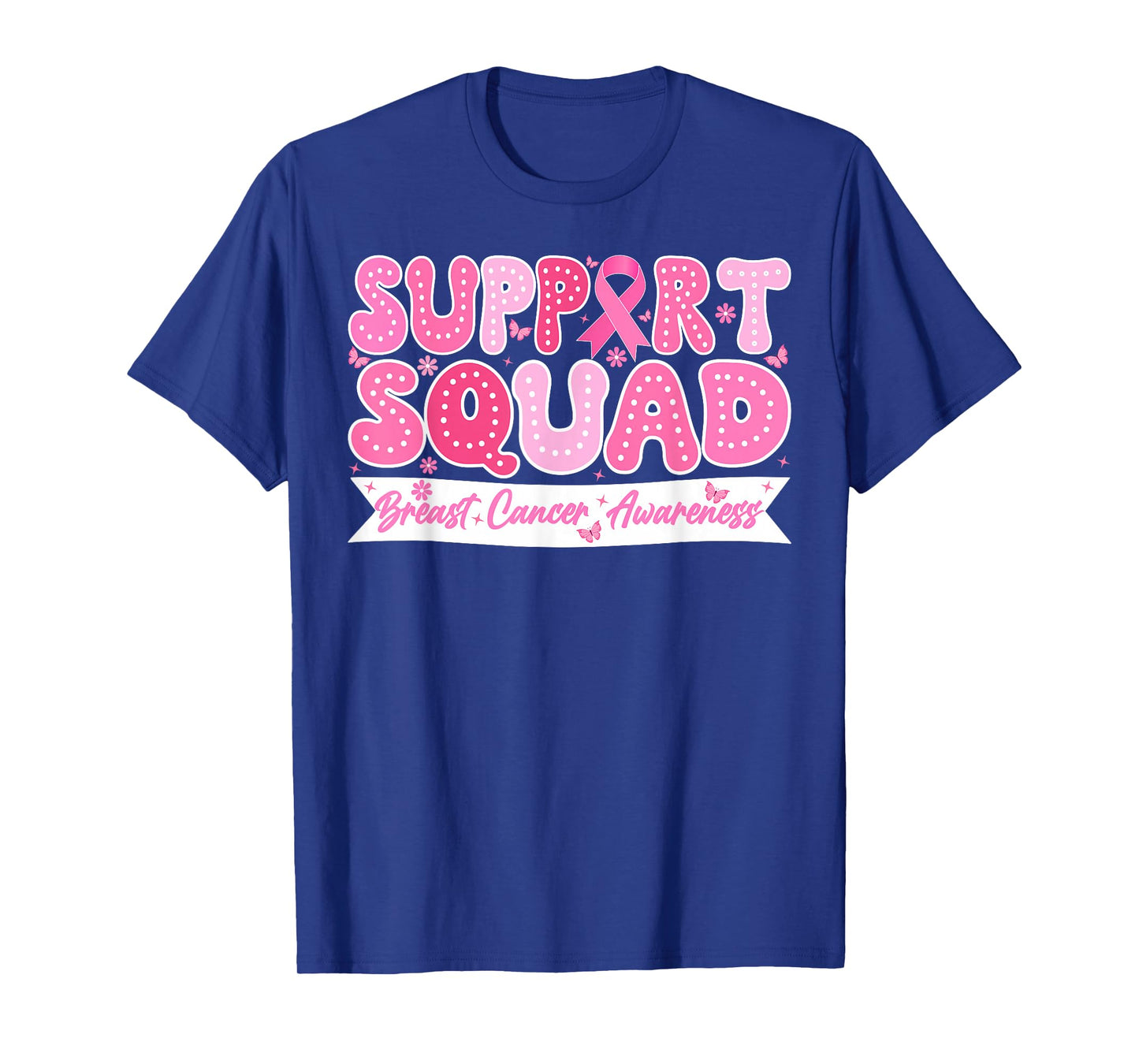 Groovy Support Squad Breast Cancer Awareness Pink Ribbon T-Shirt