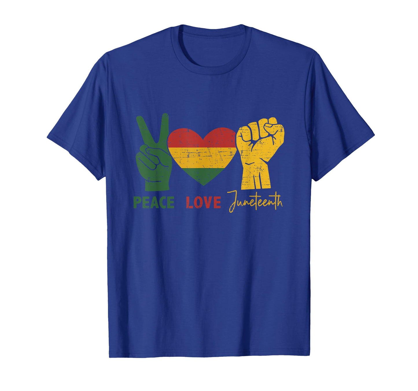 Peace Love Juneteenth with african flag heart and fist T-Shirt
