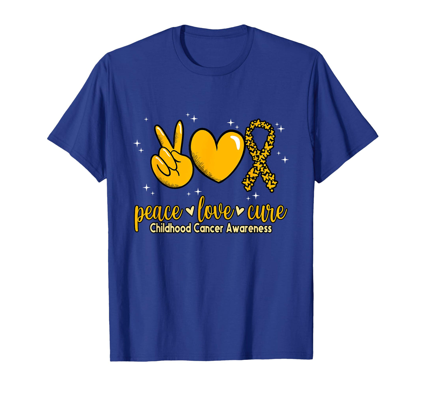 Childhood Cancer Awareness Peace Love Cure Childhood Cancer T-Shirt