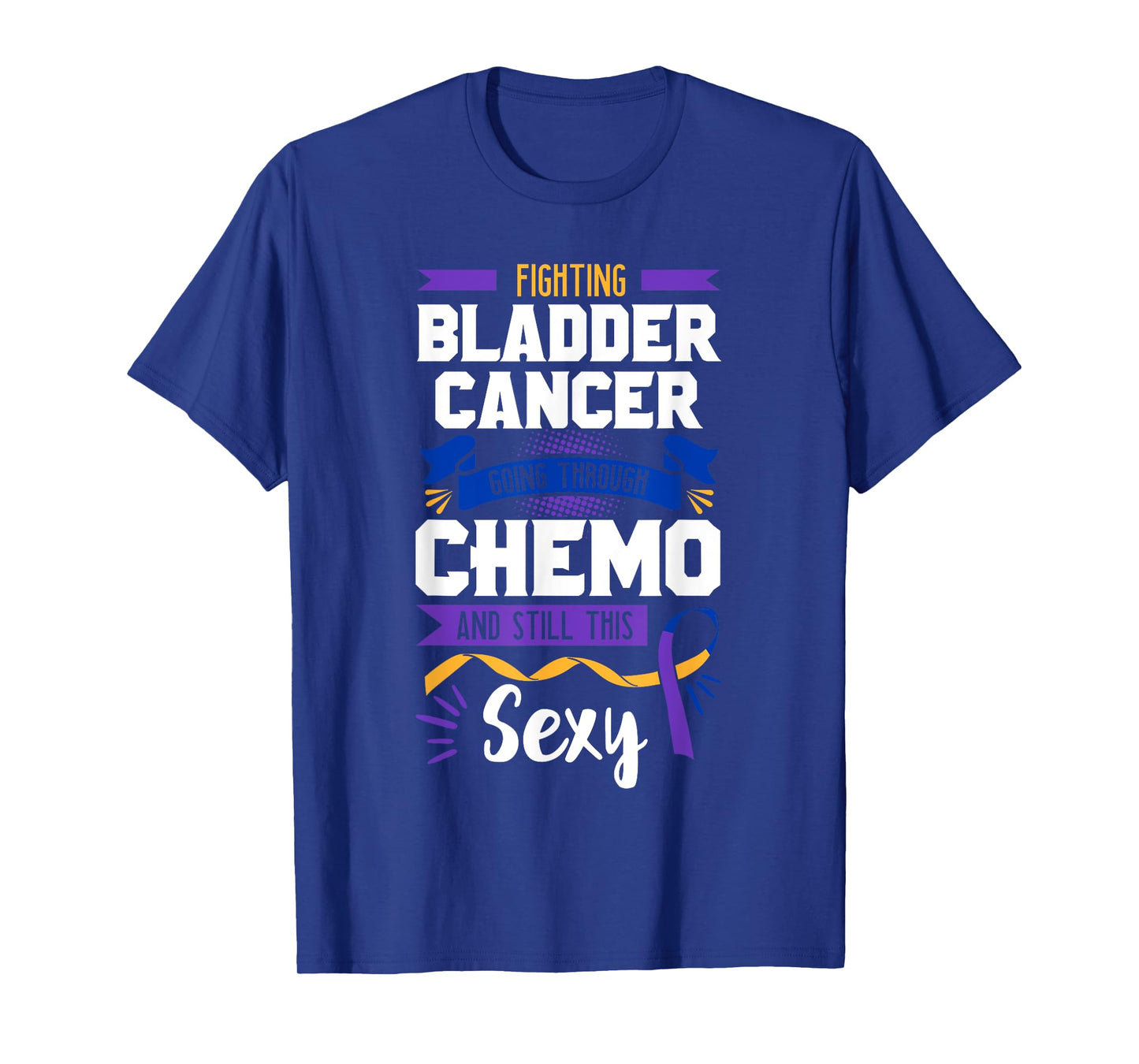 Fighting Chemo Bladder Cancer Purple Blue And Yellow Dysuria T-Shirt
