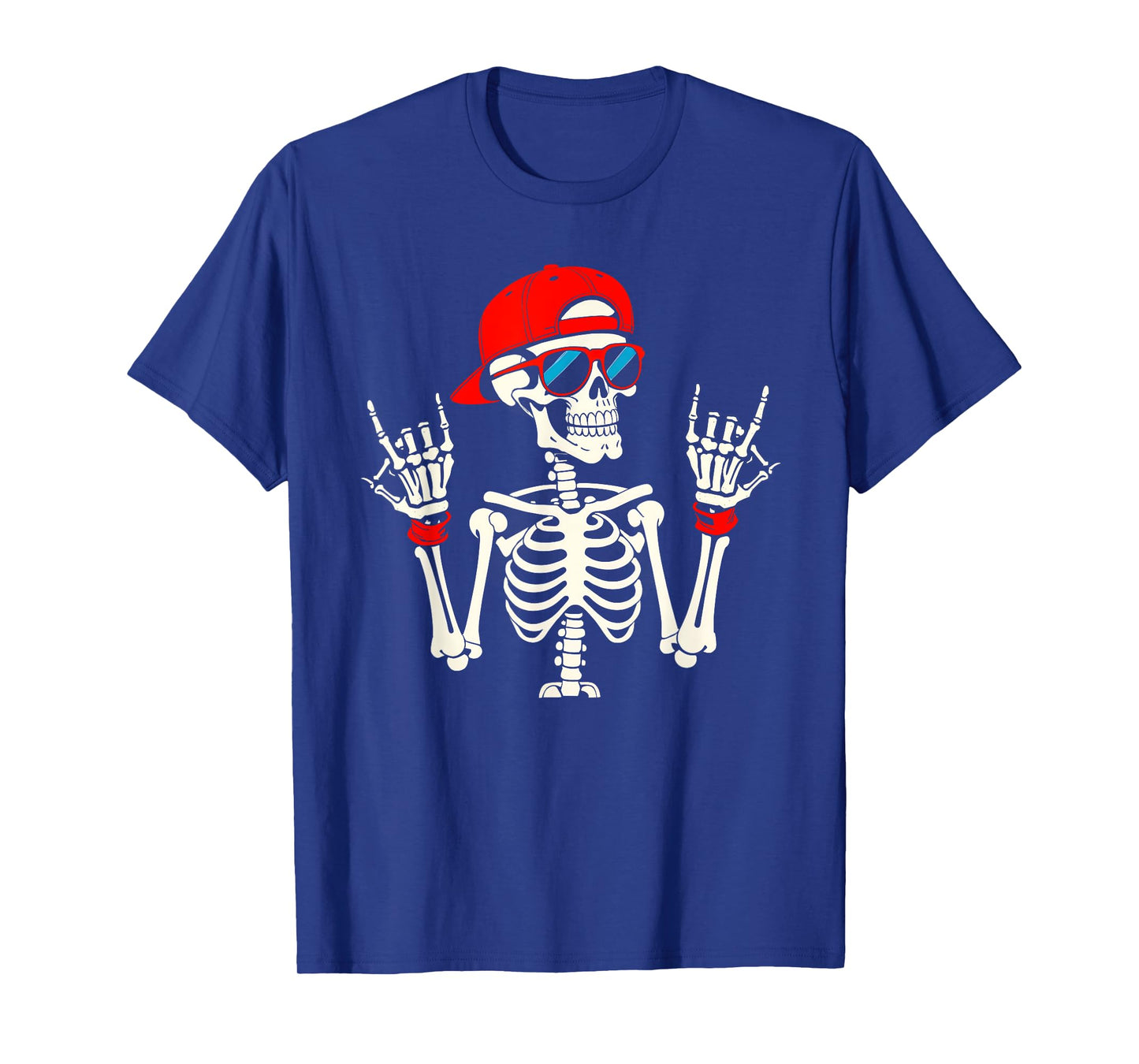 Halloween Skater Teen Boy Cool Skeleton Rock and Roll Men T-Shirt