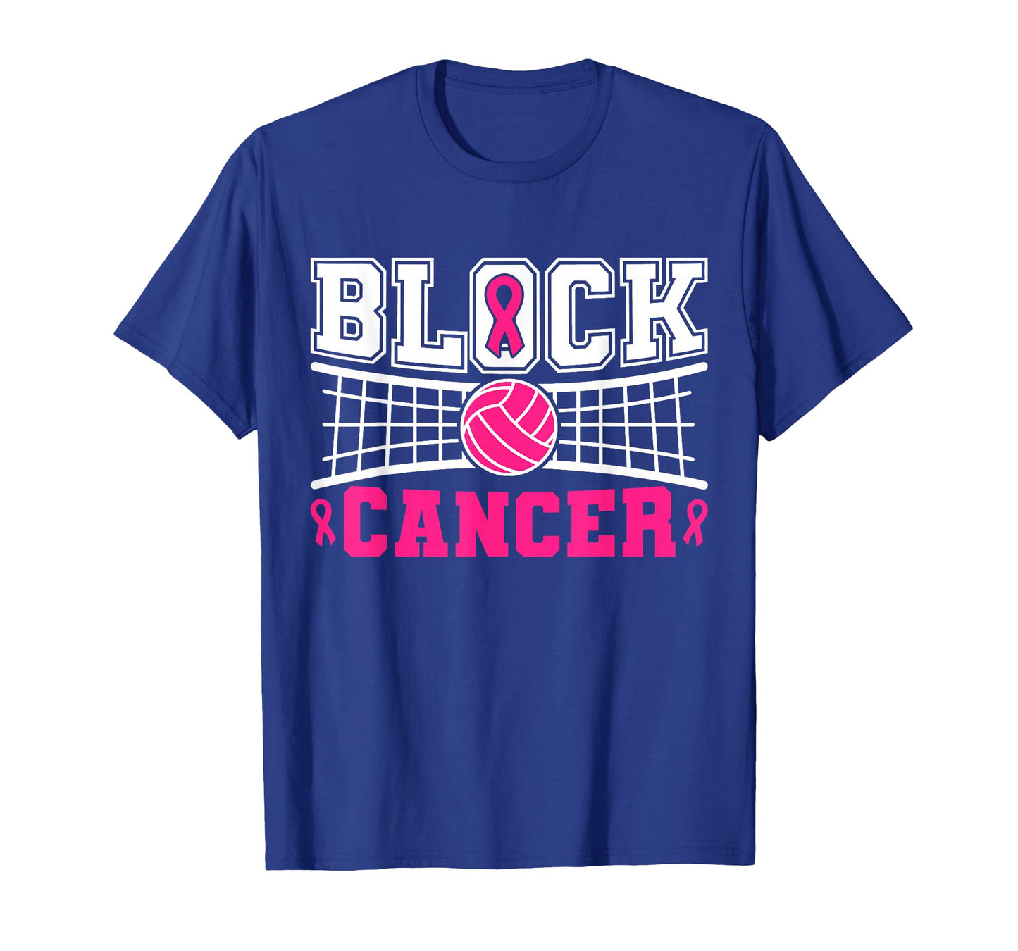 Pink Ribbon Block Cancer Volleyball Breast Cancer Awareness T-Shirt