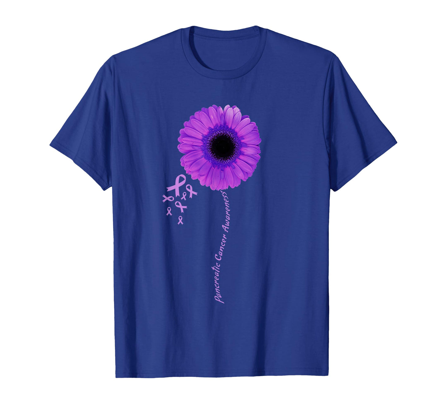 I Wear Purple Flower Pancreatic Cancer Awareness Ribbon T-Shirt