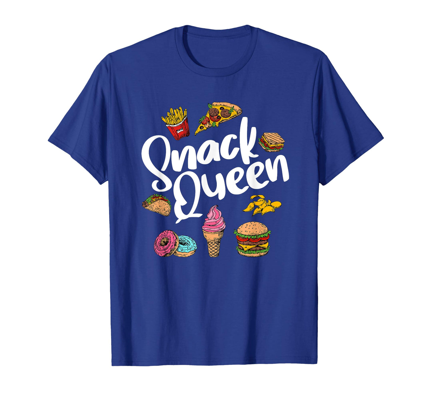 Funny Snack Lover Designs For Women Girls Snack Queen Foodie T-Shirt