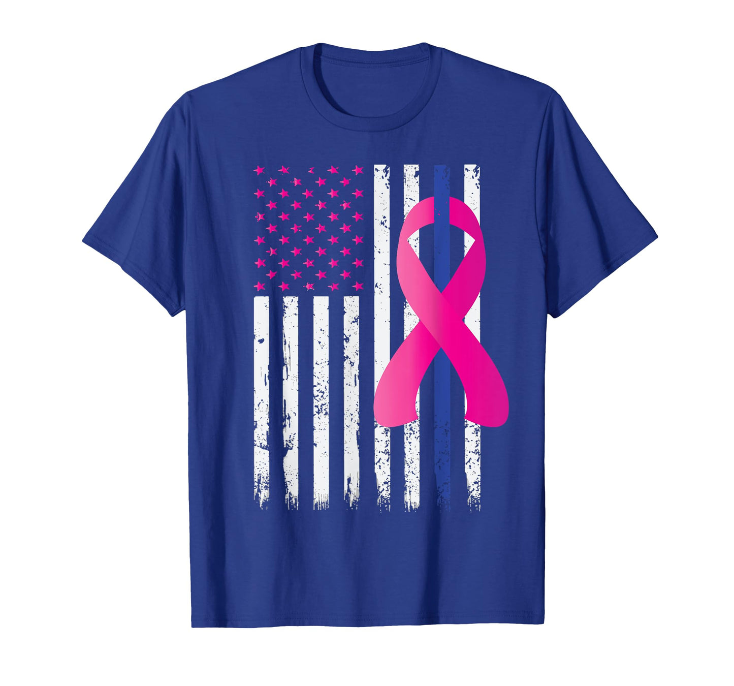 Breast Cancer Awareness Thin Blue Line Vintage Police Flag T-Shirt