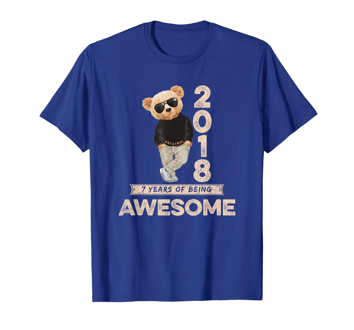 7th Birthday Boys Girls 2018 Original Awesome Teddy Bear T-Shirt