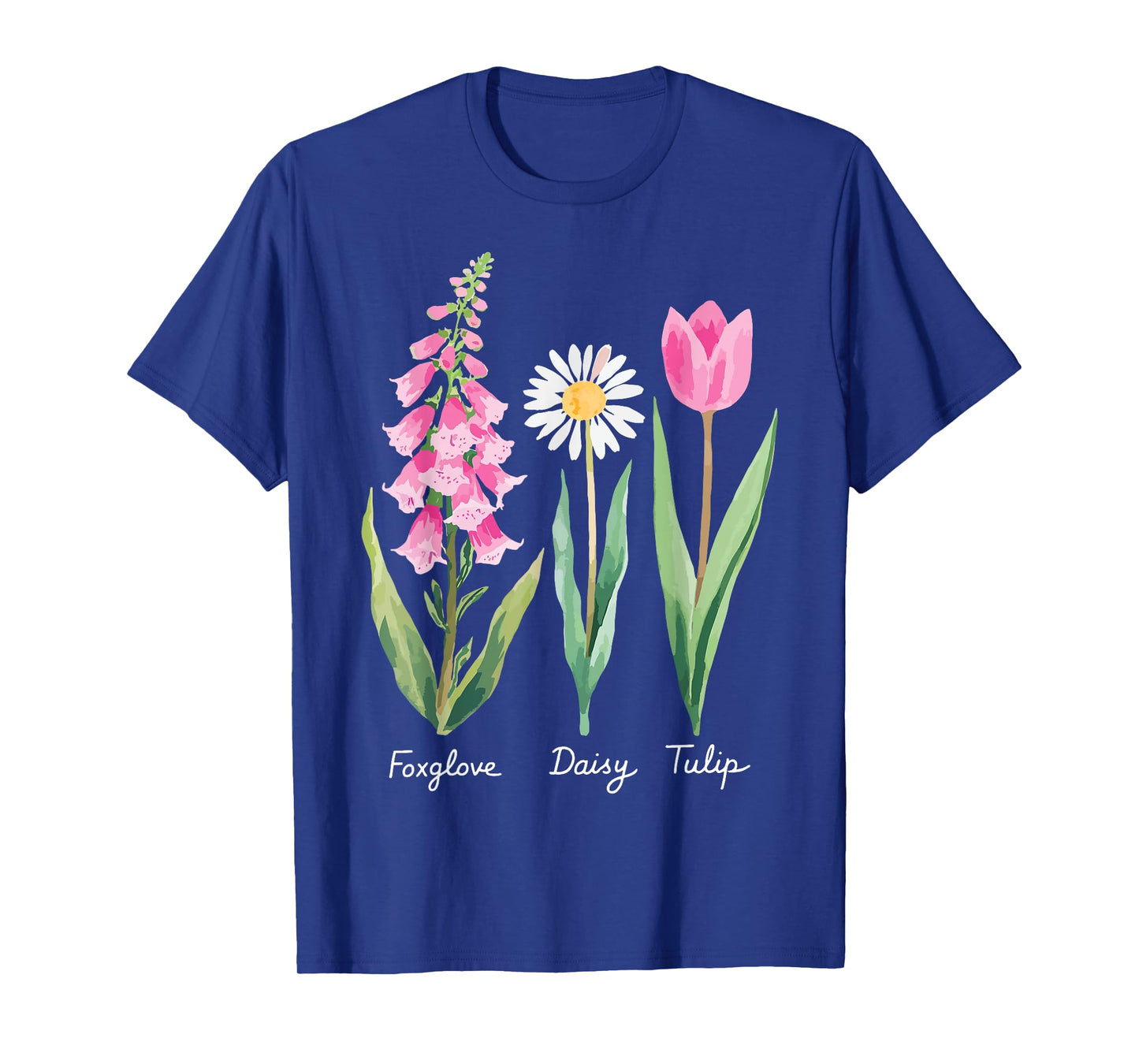 Vintage Floral Plant Foxglove Daisy Tulip Flower Girl Mom T-Shirt