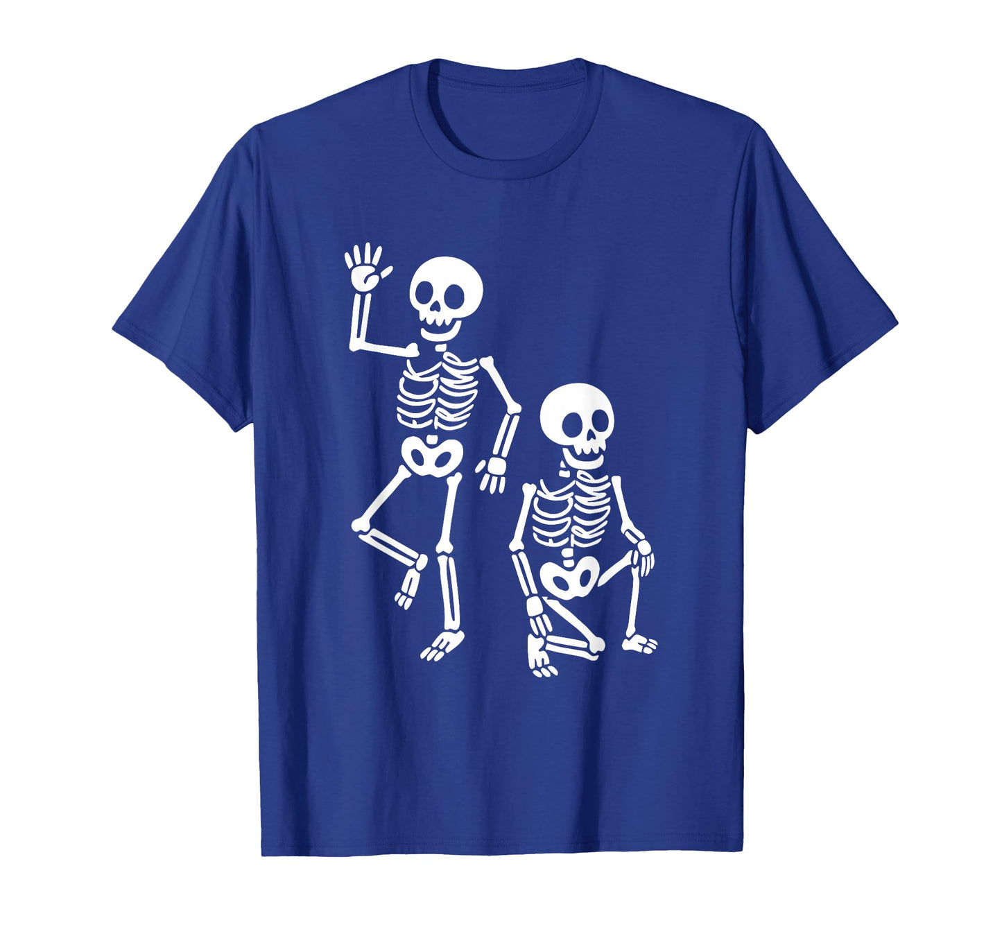 Funny Subtle Two Skeletons Waving Posing Halloween Spooky T-Shirt