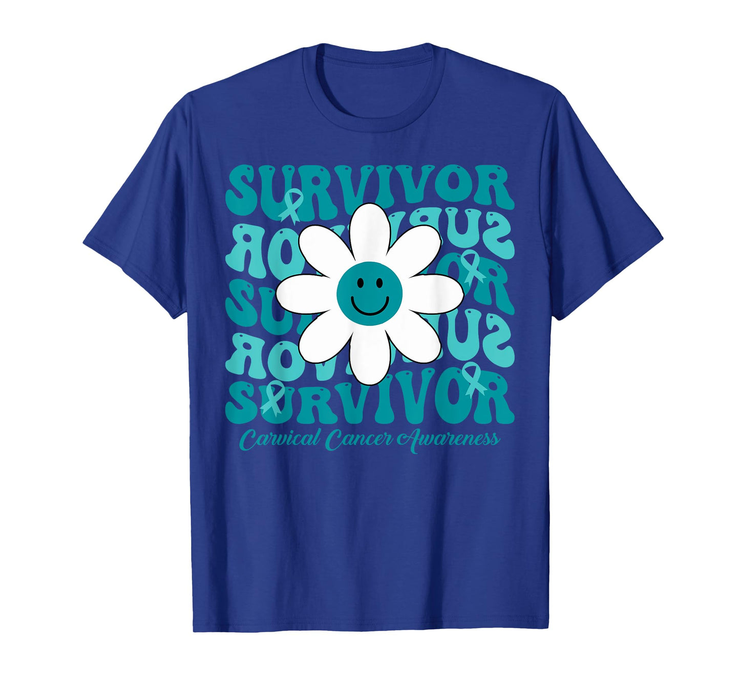 Groovy Flower Survivor Cervical Cancer Awareness T-Shirt