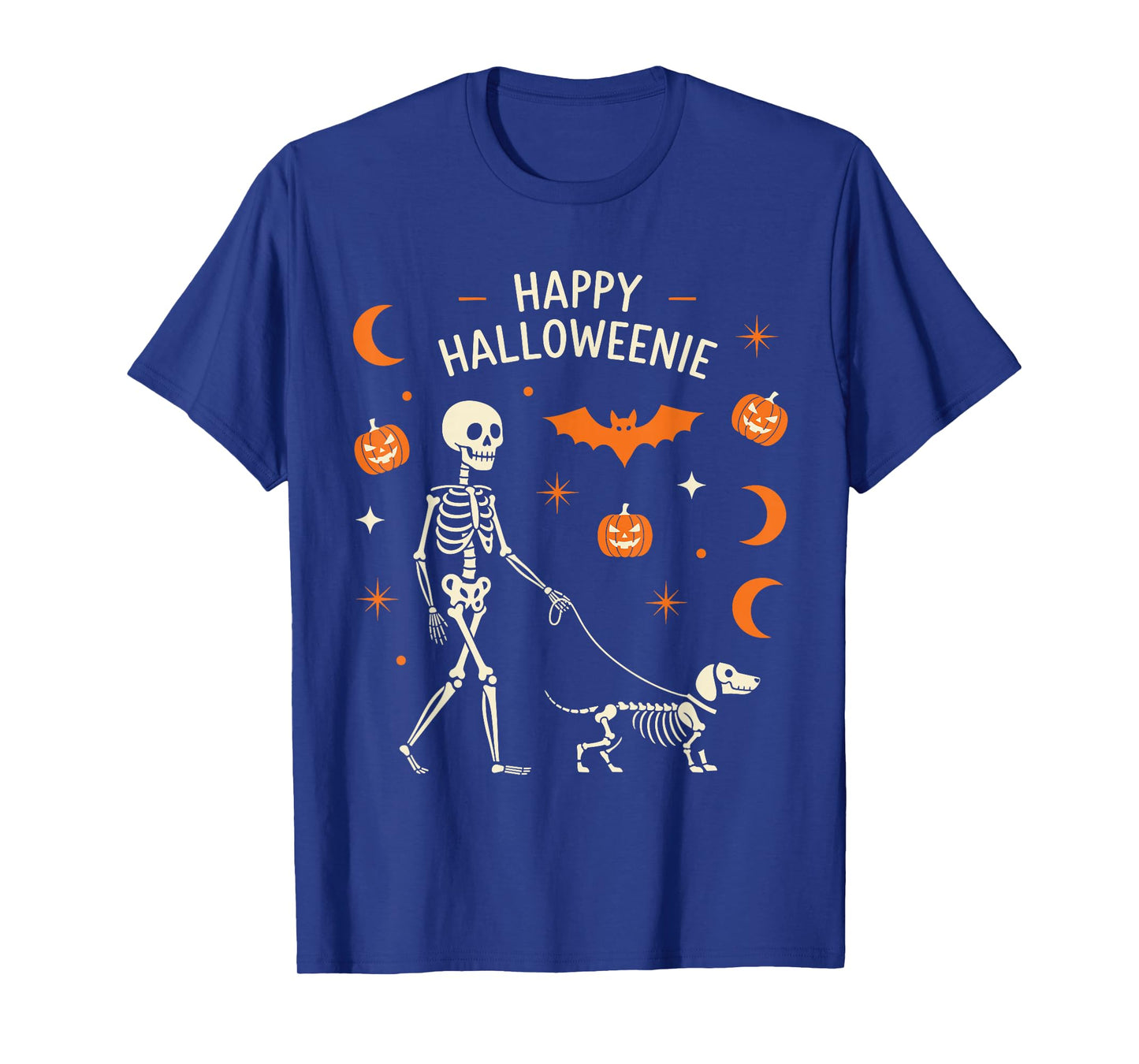 Happy Halloweenie Funny Halloween Skeleton Dachshund Dog T-Shirt