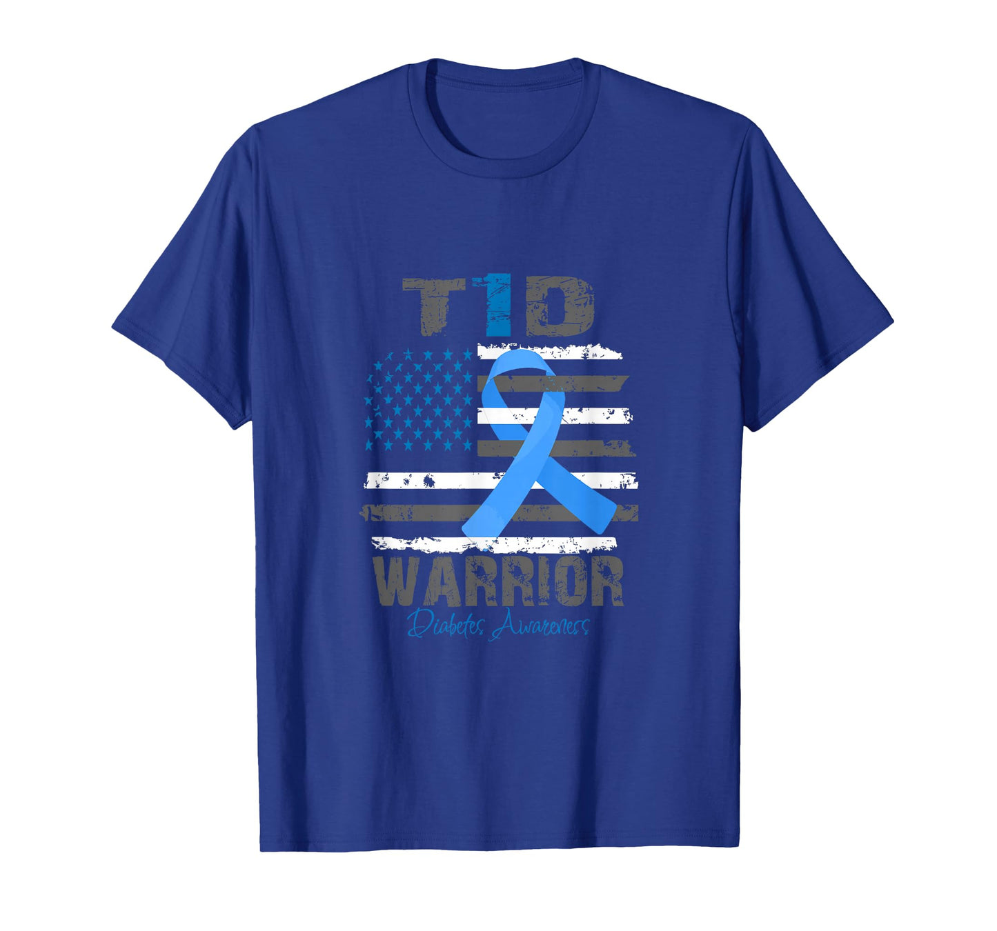 World Diabetes Awareness Blue Ribbon T1D Warrior Type 1 T-Shirt
