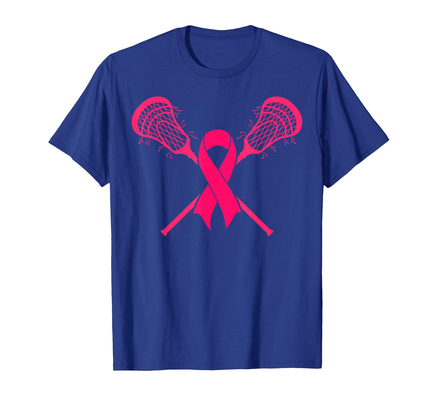 Pink Lacrosse Sticks Ribbon Breast Cancer Awareness Player T-Shirt