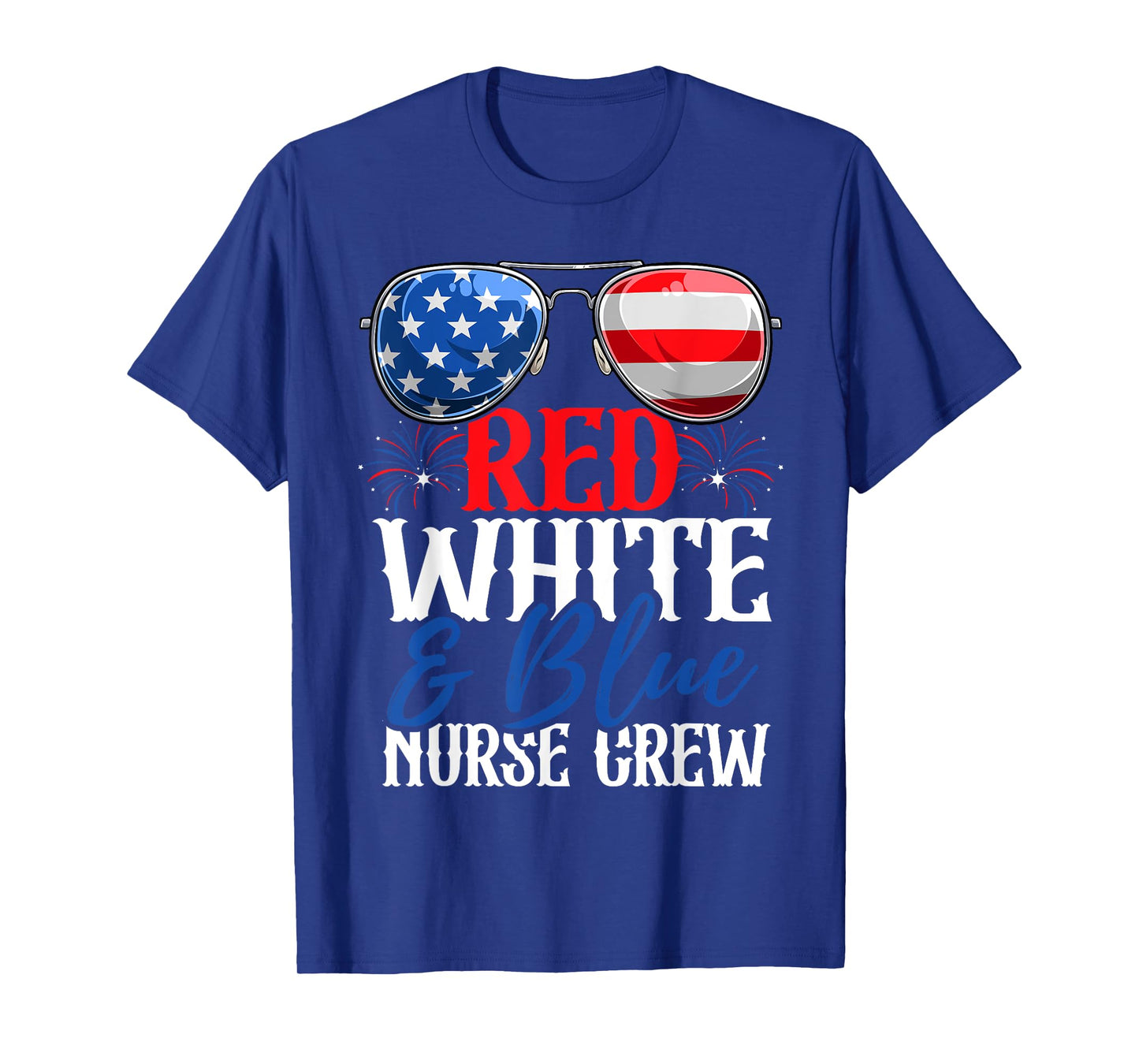 Red White And Blue Nurse Crew 4th Of July American Flag T-Shirt